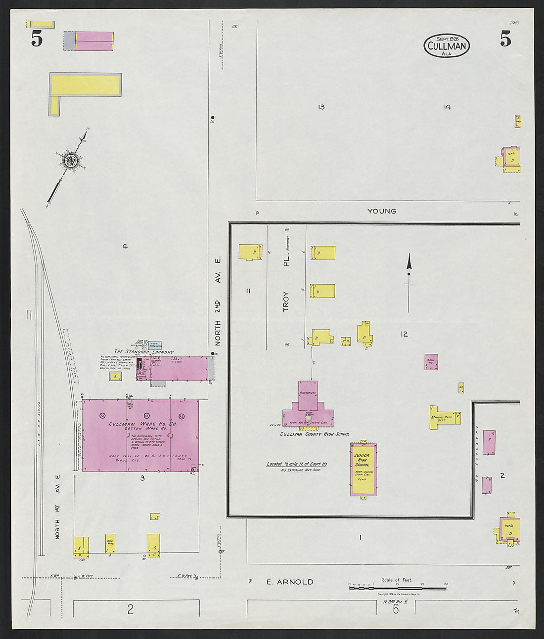 This old map of Cullman, Cullman County, Alabama was created by Sanborn Map Company in 1926