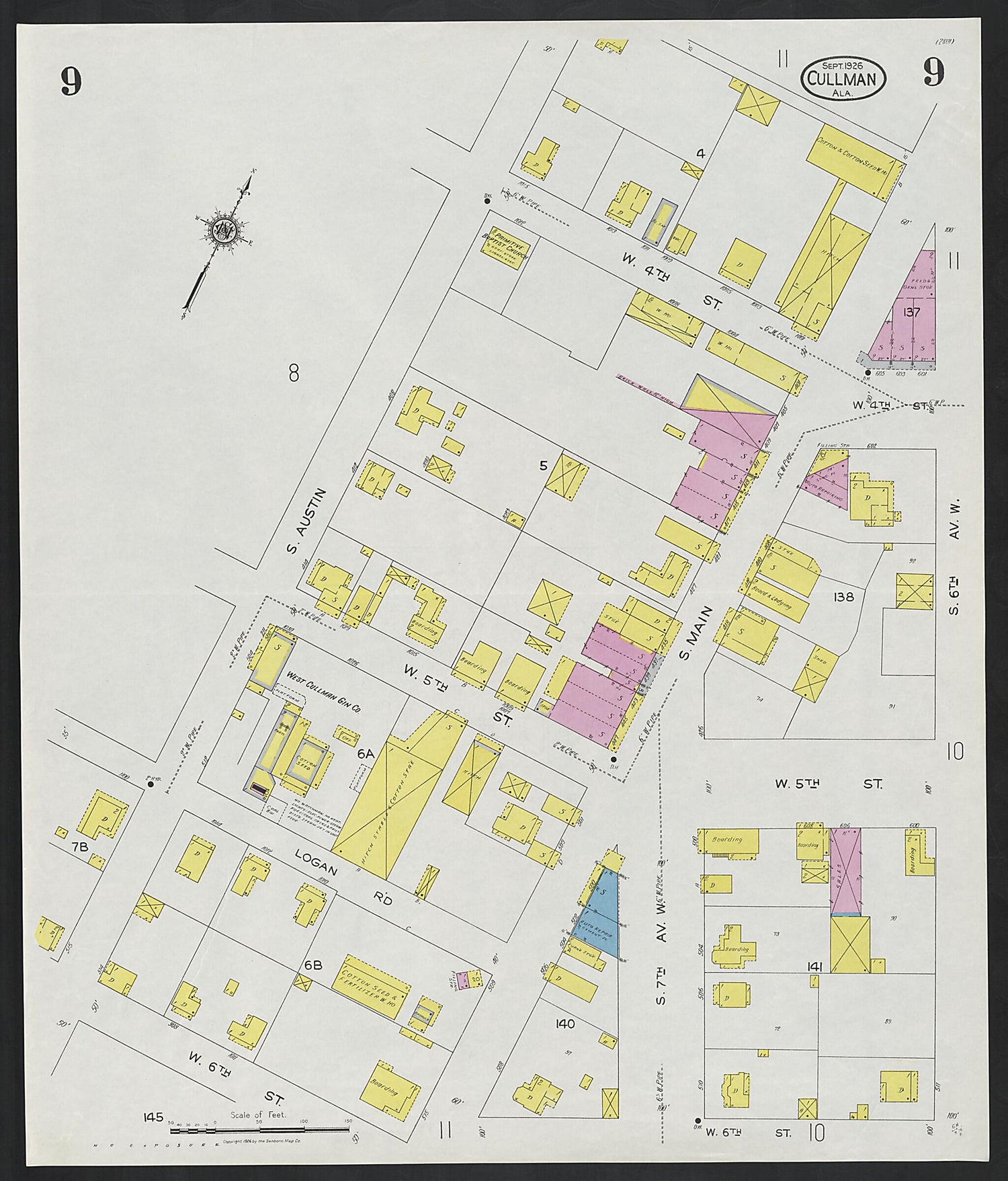 This old map of Cullman, Cullman County, Alabama was created by Sanborn Map Company in 1926