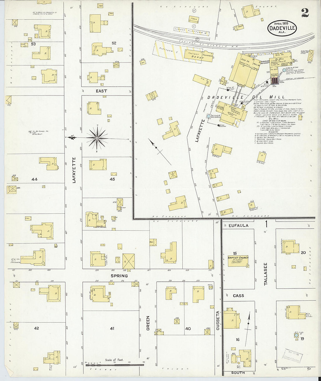 This old map of Dadeville, Tallapoosa County, Alabama was created by Sanborn Map Company in 1909