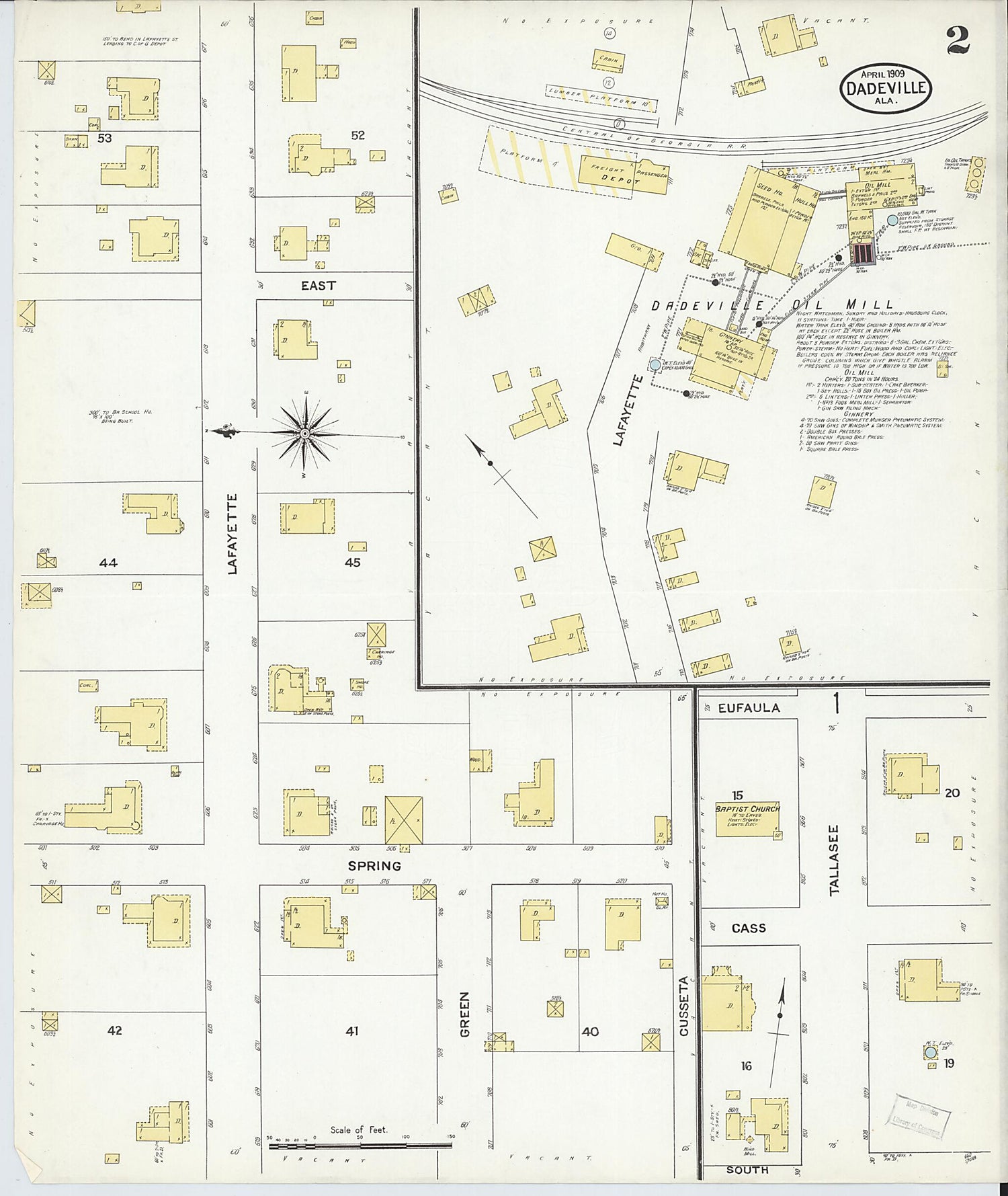 This old map of Dadeville, Tallapoosa County, Alabama was created by Sanborn Map Company in 1909