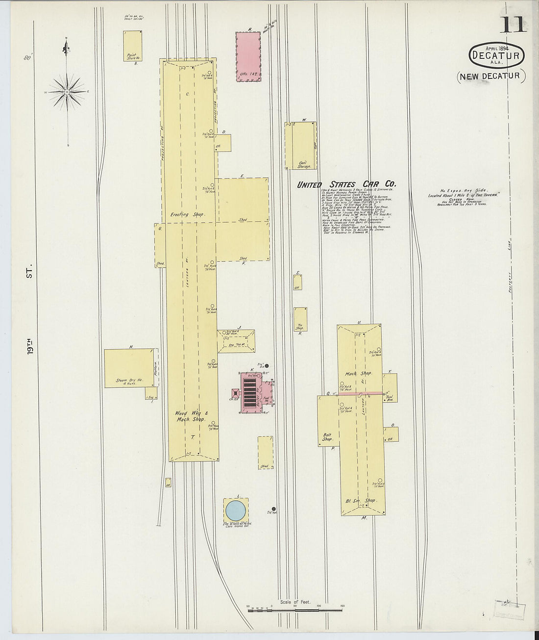 This old map of New Decatur, Morgan County, Alabama was created by Sanborn Map Company in 1894