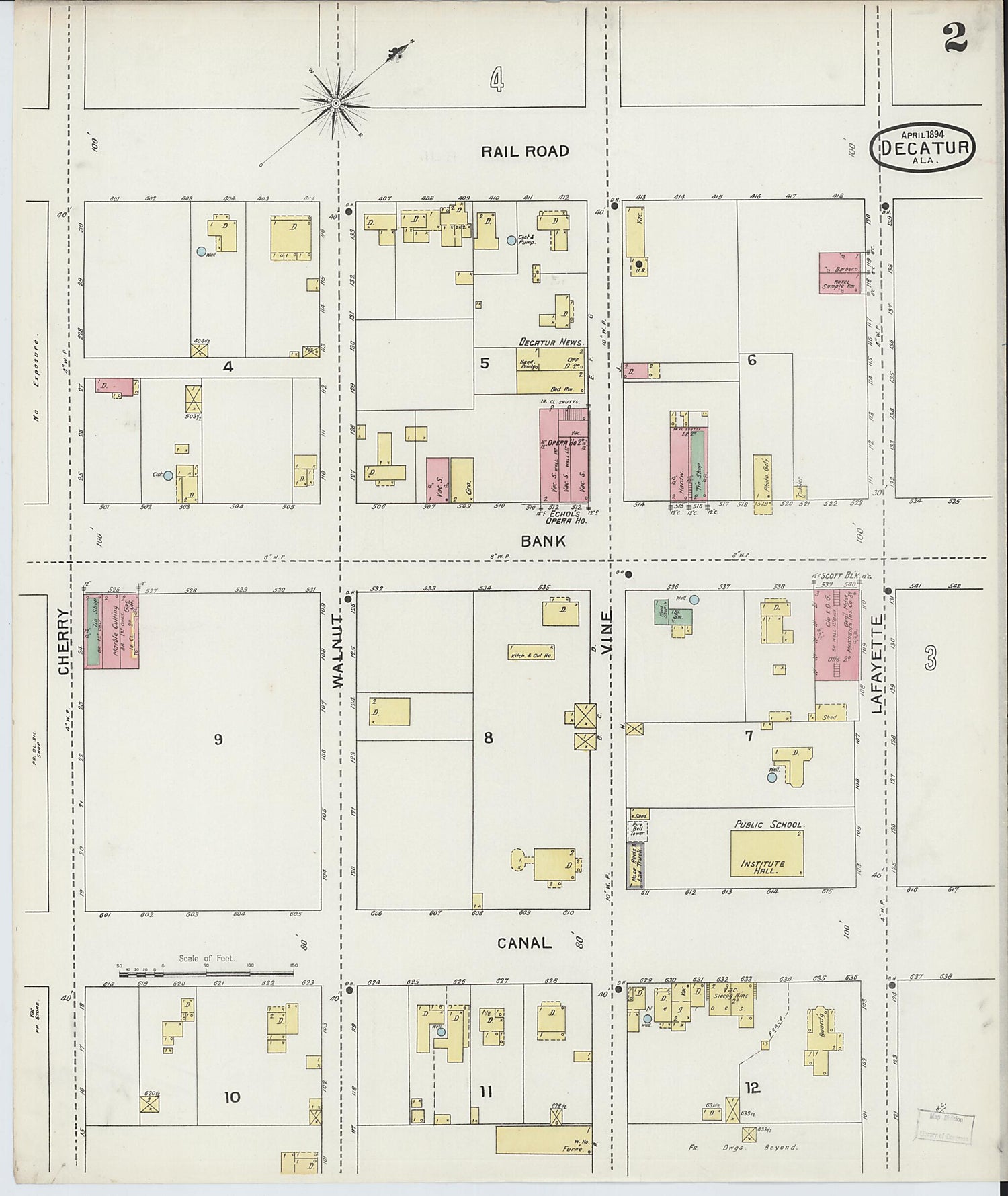 This old map of New Decatur, Morgan County, Alabama was created by Sanborn Map Company in 1894