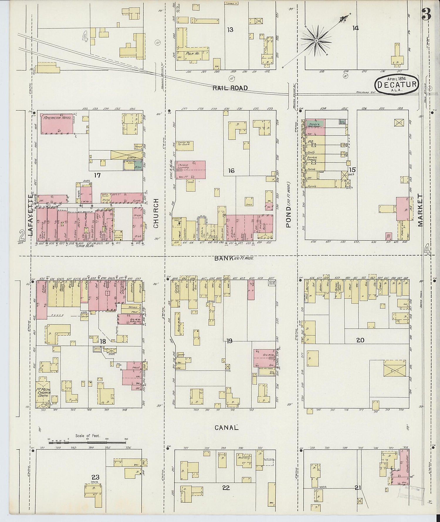 This old map of New Decatur, Morgan County, Alabama was created by Sanborn Map Company in 1894