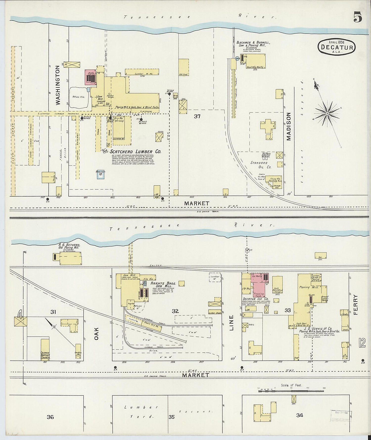 This old map of New Decatur, Morgan County, Alabama was created by Sanborn Map Company in 1894