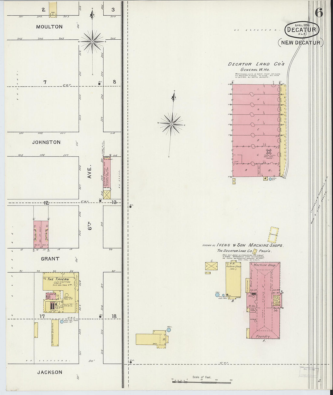 This old map of New Decatur, Morgan County, Alabama was created by Sanborn Map Company in 1894