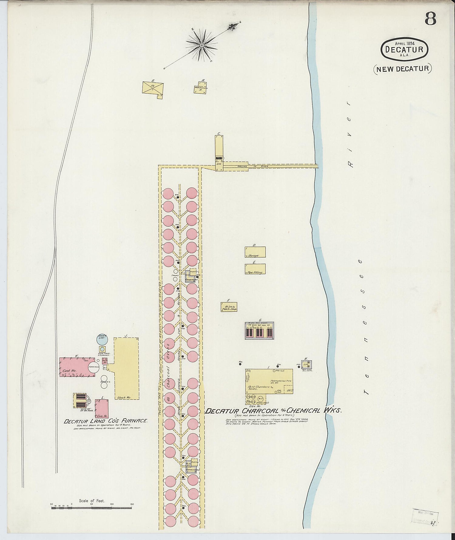 This old map of New Decatur, Morgan County, Alabama was created by Sanborn Map Company in 1894