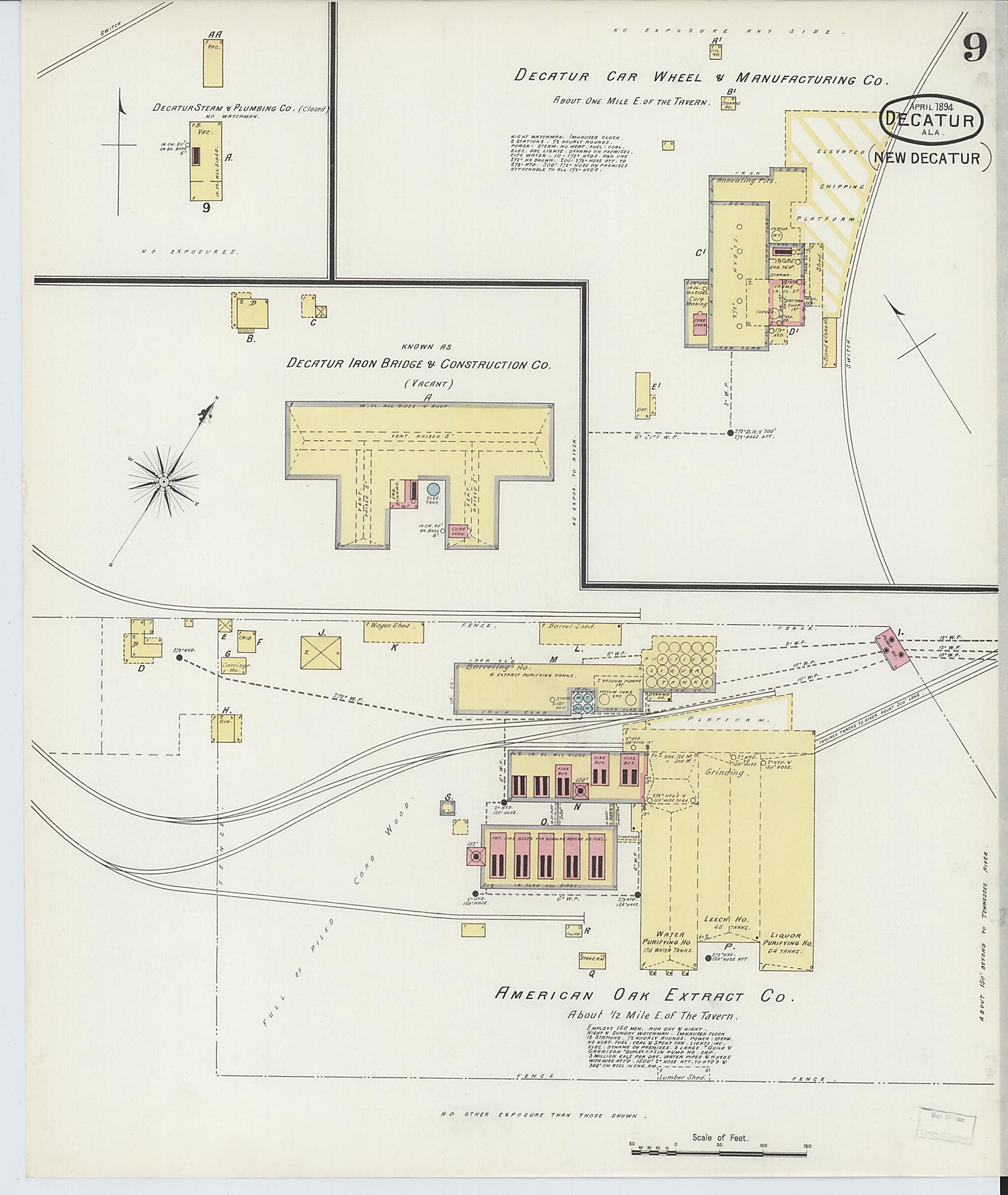 This old map of New Decatur, Morgan County, Alabama was created by Sanborn Map Company in 1894