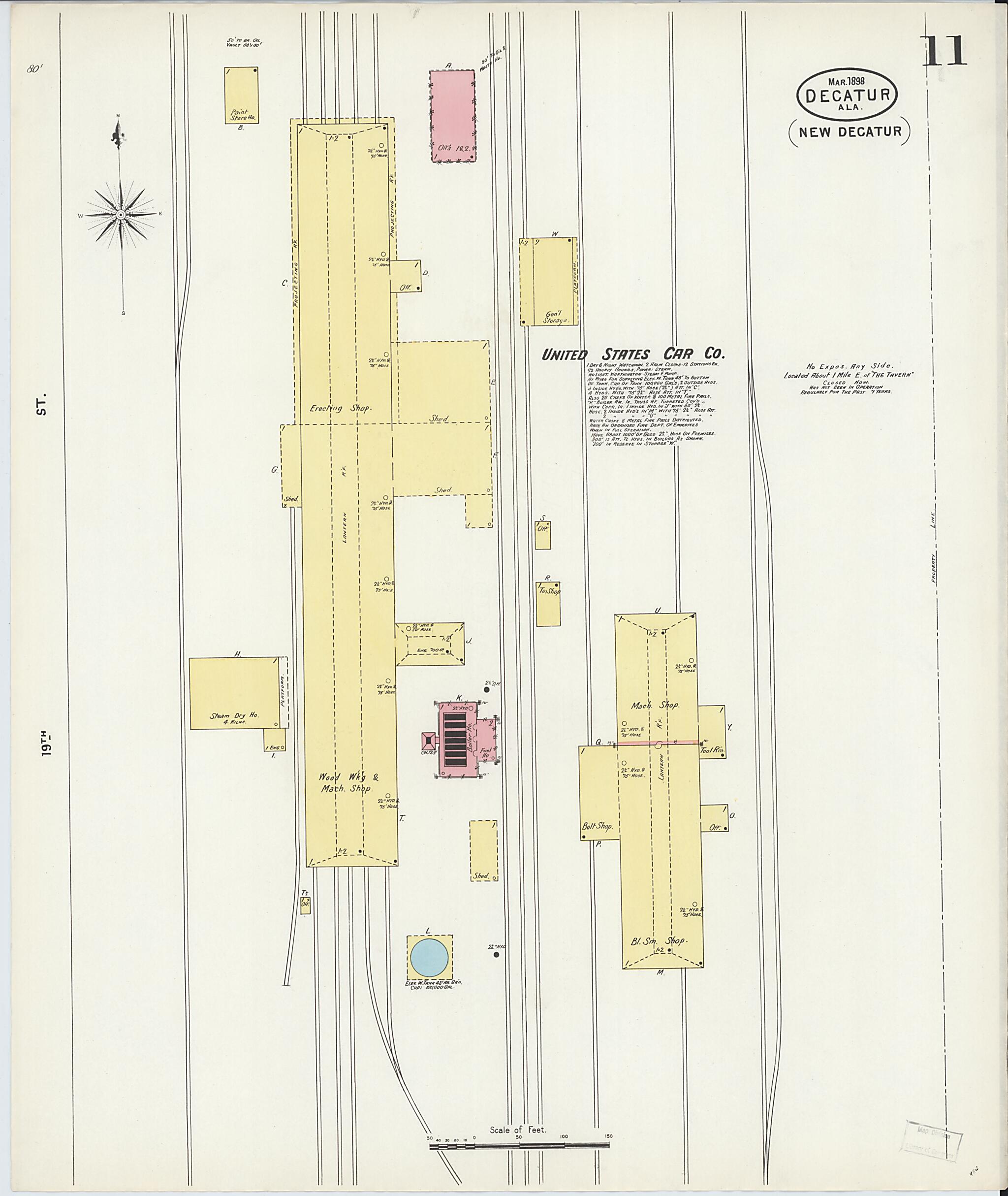 This old map of New Decatur, Morgan County, Alabama was created by Sanborn Map Company in 1898