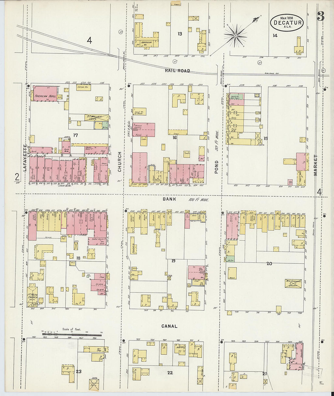 This old map of New Decatur, Morgan County, Alabama was created by Sanborn Map Company in 1898