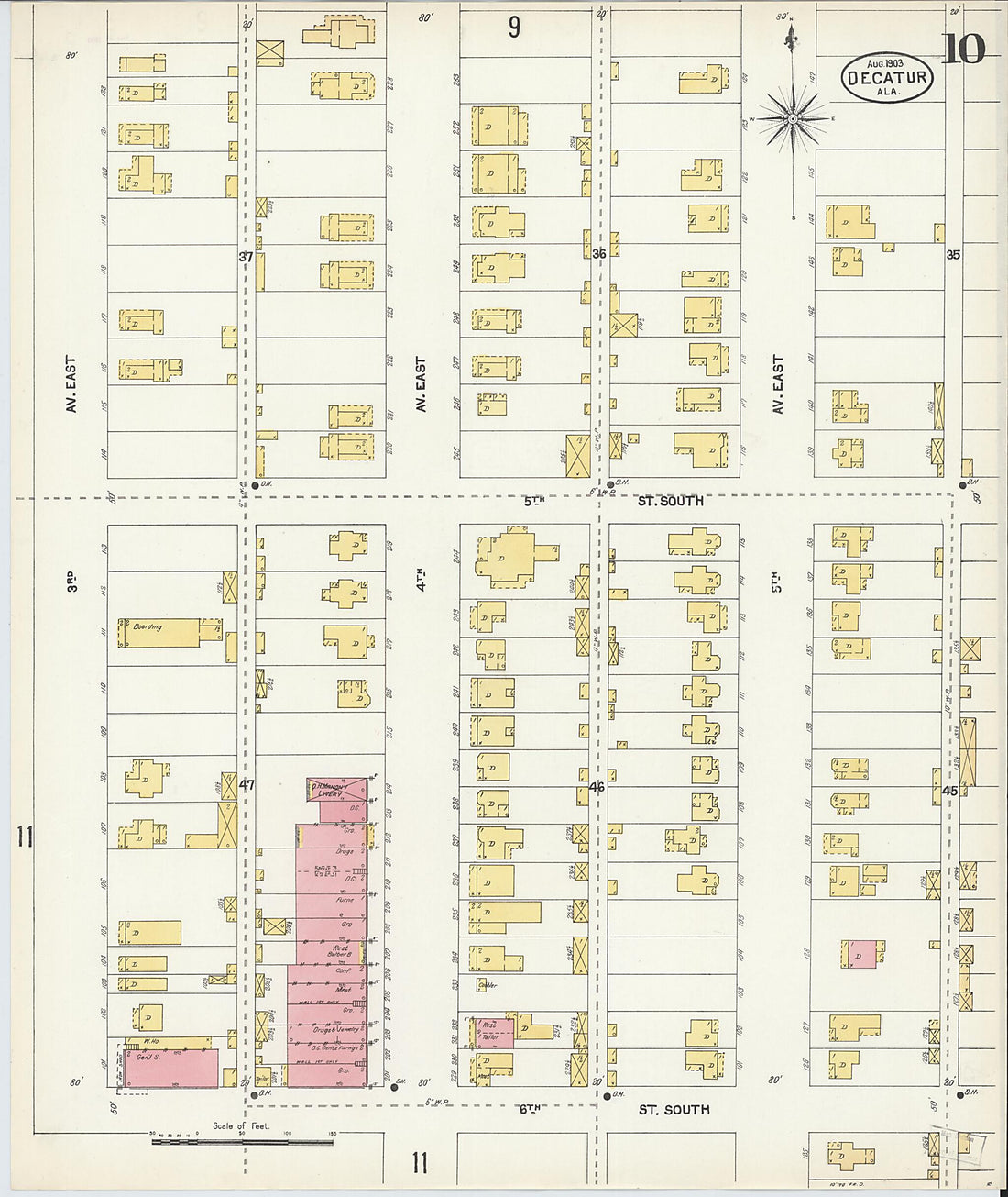 This old map of New Decatur, Morgan County, Alabama was created by Sanborn Map Company in 1903