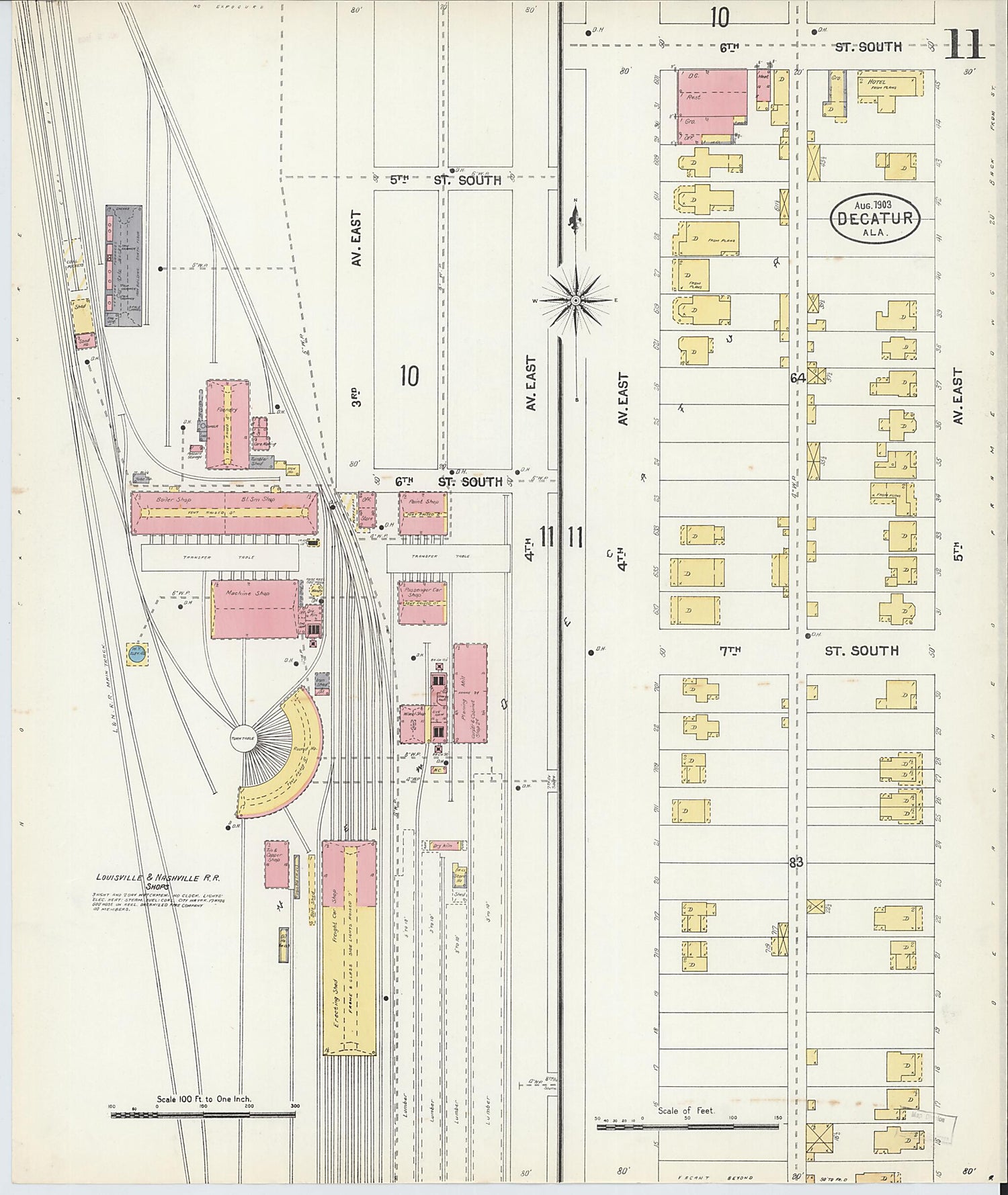 This old map of New Decatur, Morgan County, Alabama was created by Sanborn Map Company in 1903