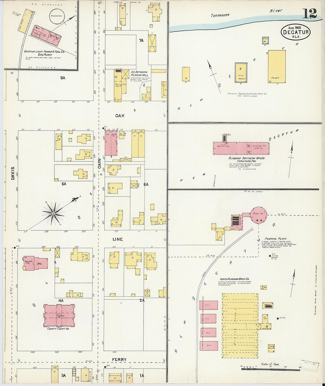 This old map of New Decatur, Morgan County, Alabama was created by Sanborn Map Company in 1903