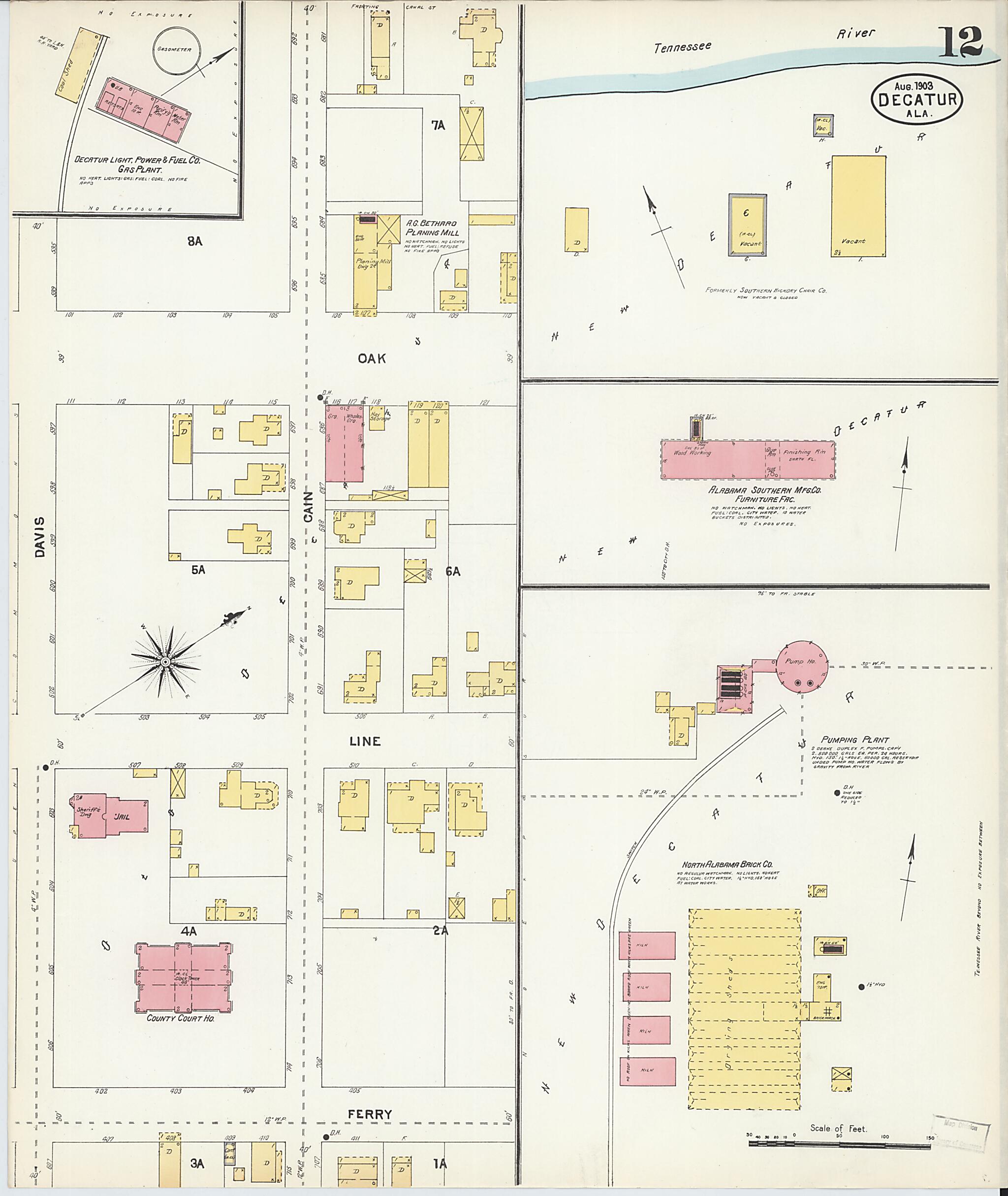 This old map of New Decatur, Morgan County, Alabama was created by Sanborn Map Company in 1903