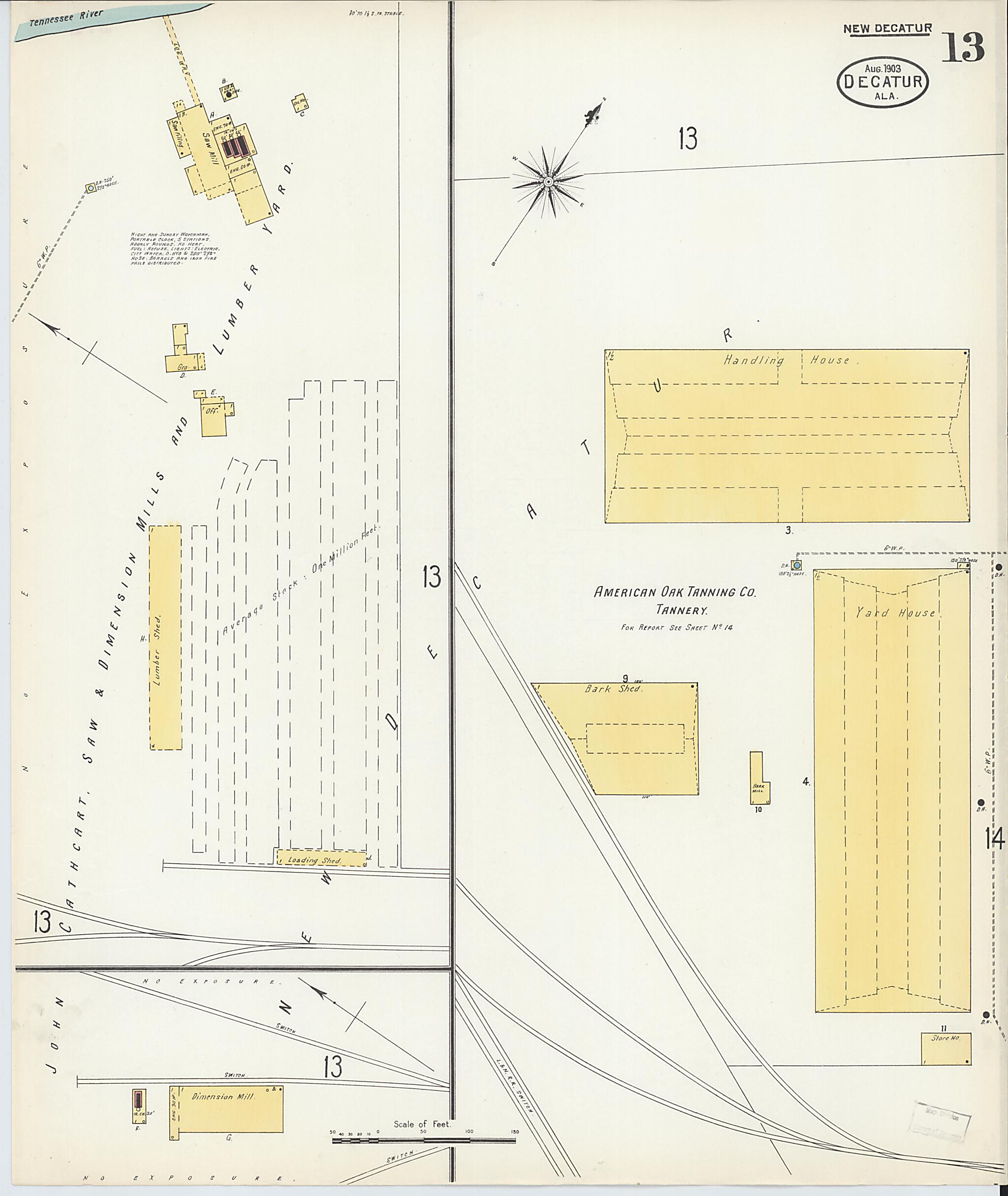 This old map of New Decatur, Morgan County, Alabama was created by Sanborn Map Company in 1903