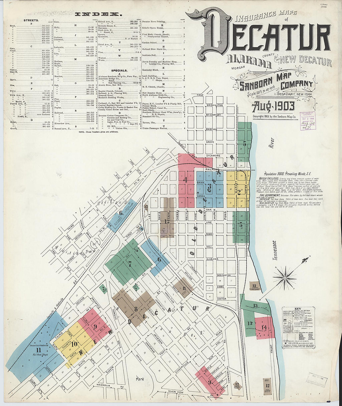 This old map of New Decatur, Morgan County, Alabama was created by Sanborn Map Company in 1903