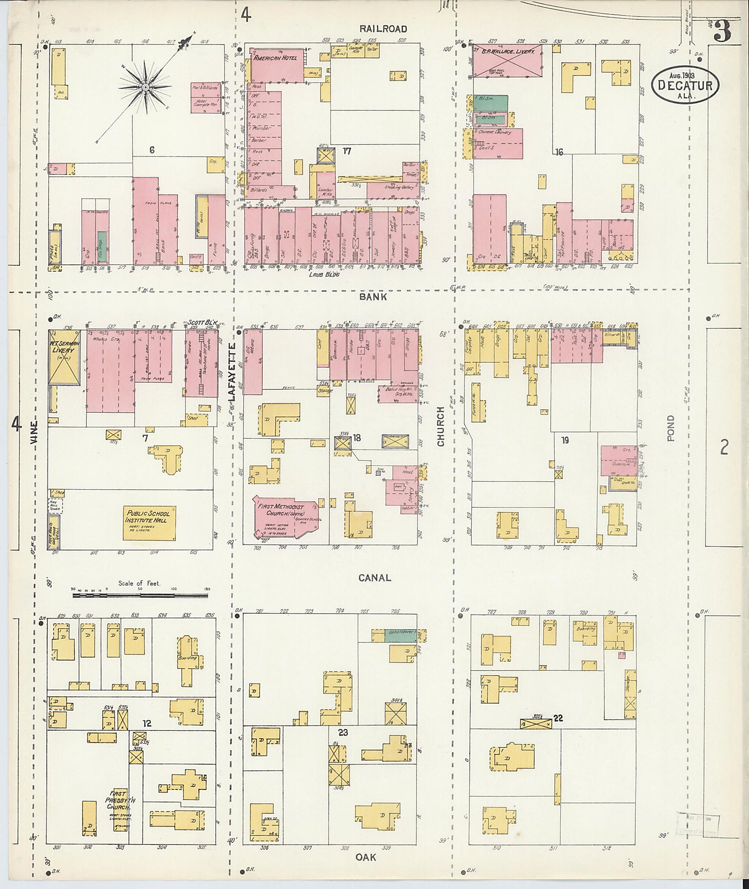 This old map of New Decatur, Morgan County, Alabama was created by Sanborn Map Company in 1903