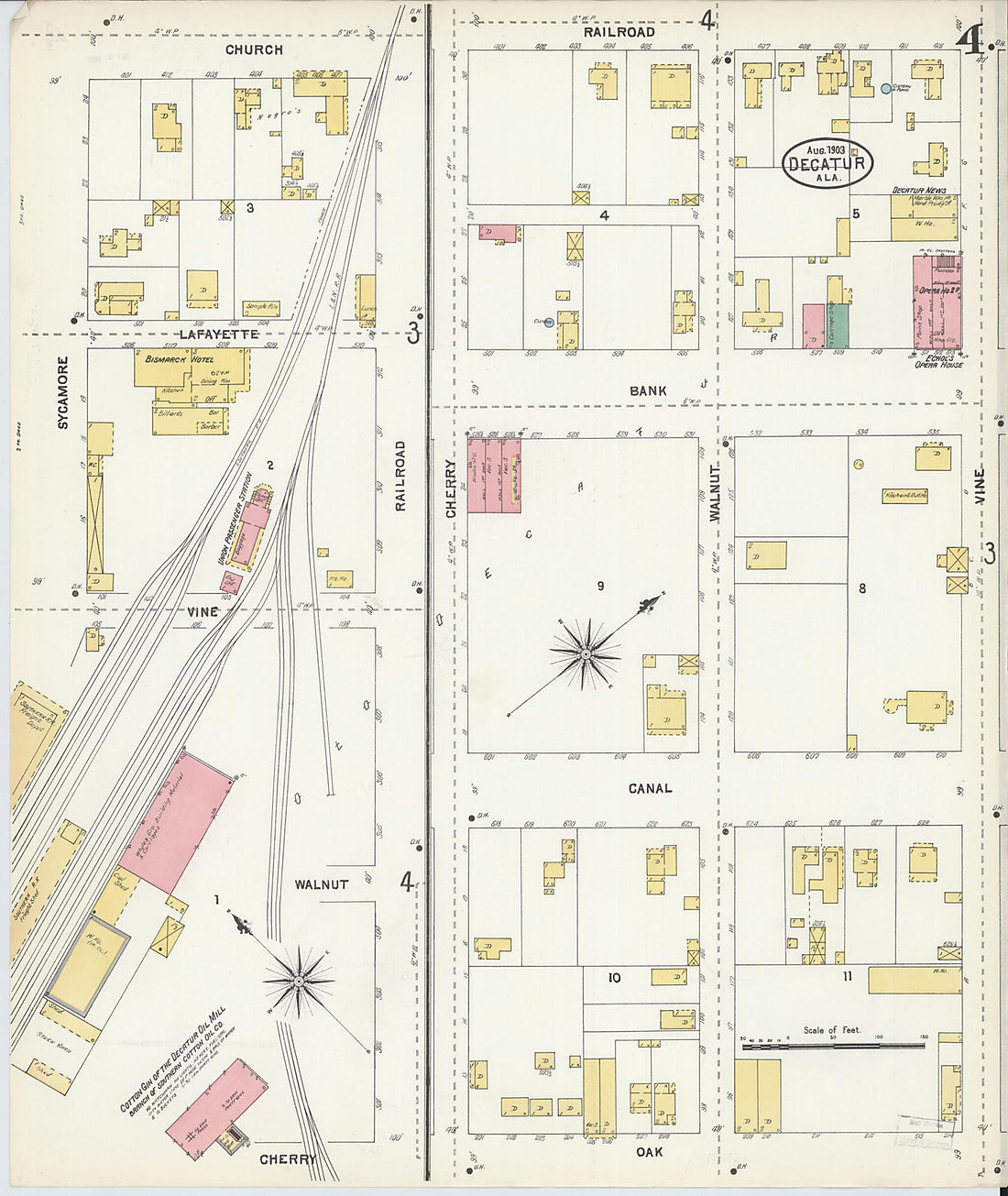 This old map of New Decatur, Morgan County, Alabama was created by Sanborn Map Company in 1903