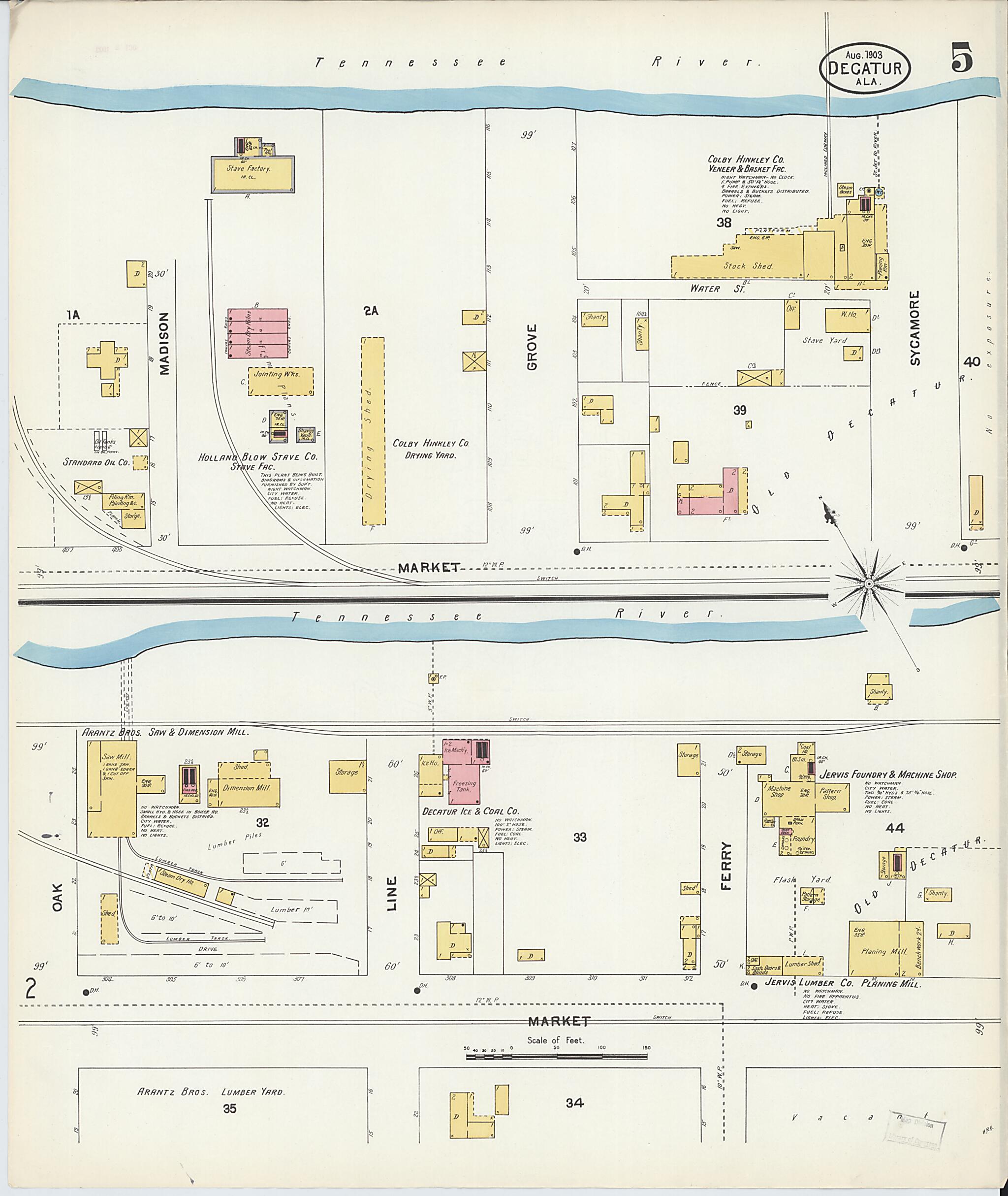 This old map of New Decatur, Morgan County, Alabama was created by Sanborn Map Company in 1903