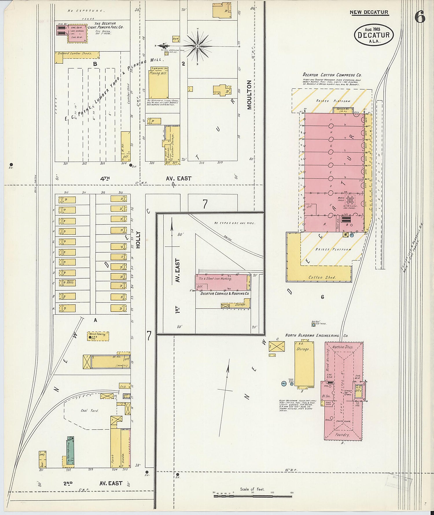 This old map of New Decatur, Morgan County, Alabama was created by Sanborn Map Company in 1903