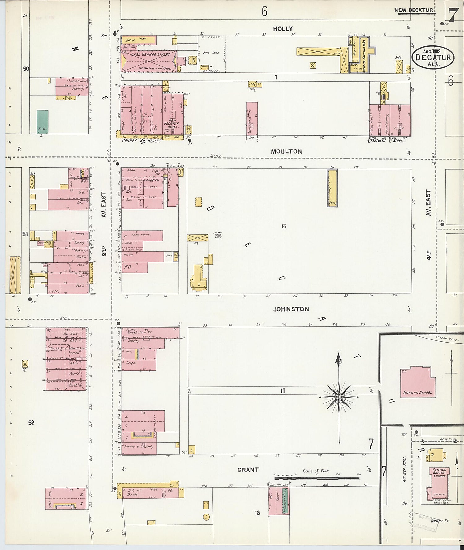 This old map of New Decatur, Morgan County, Alabama was created by Sanborn Map Company in 1903