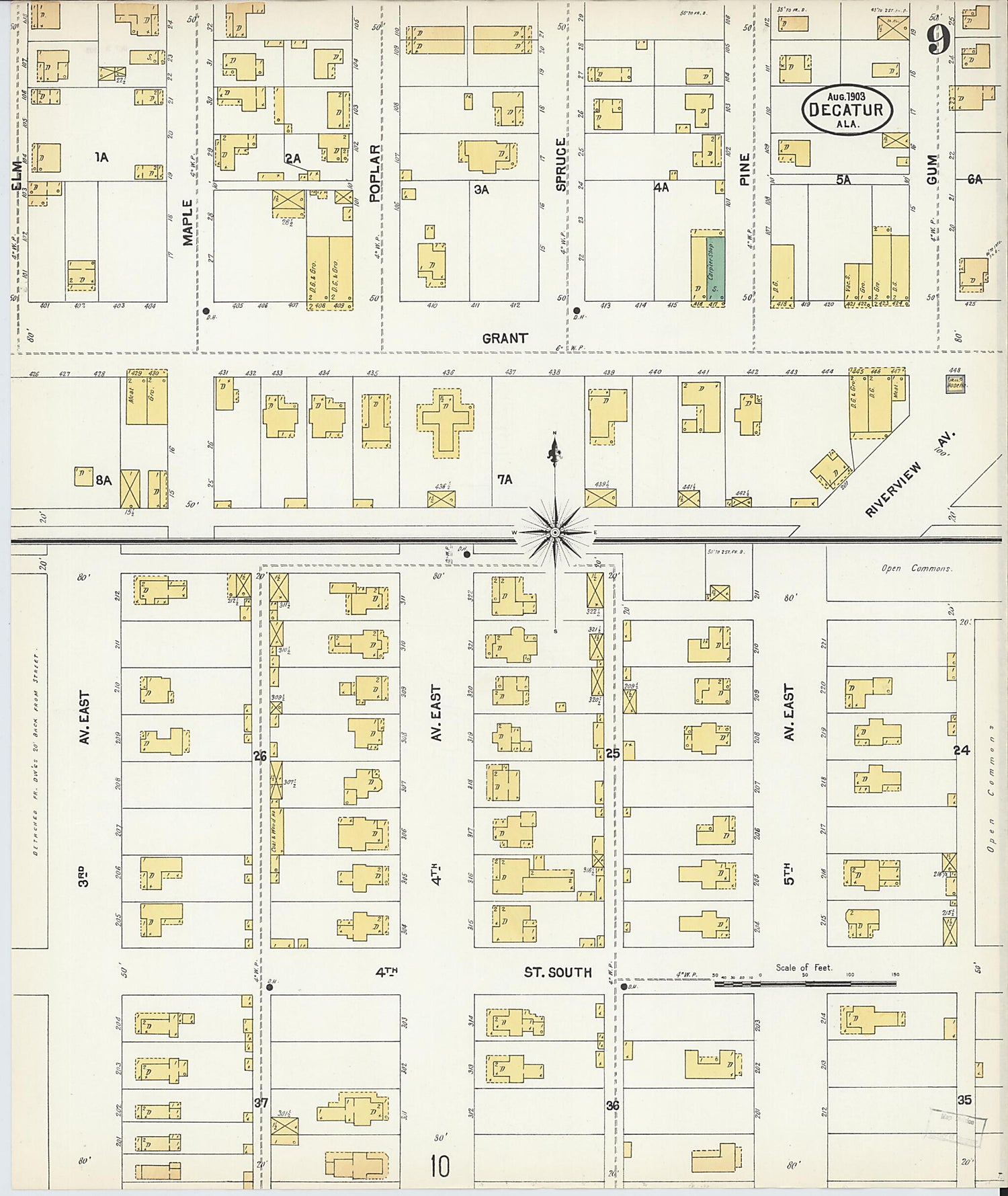 This old map of New Decatur, Morgan County, Alabama was created by Sanborn Map Company in 1903