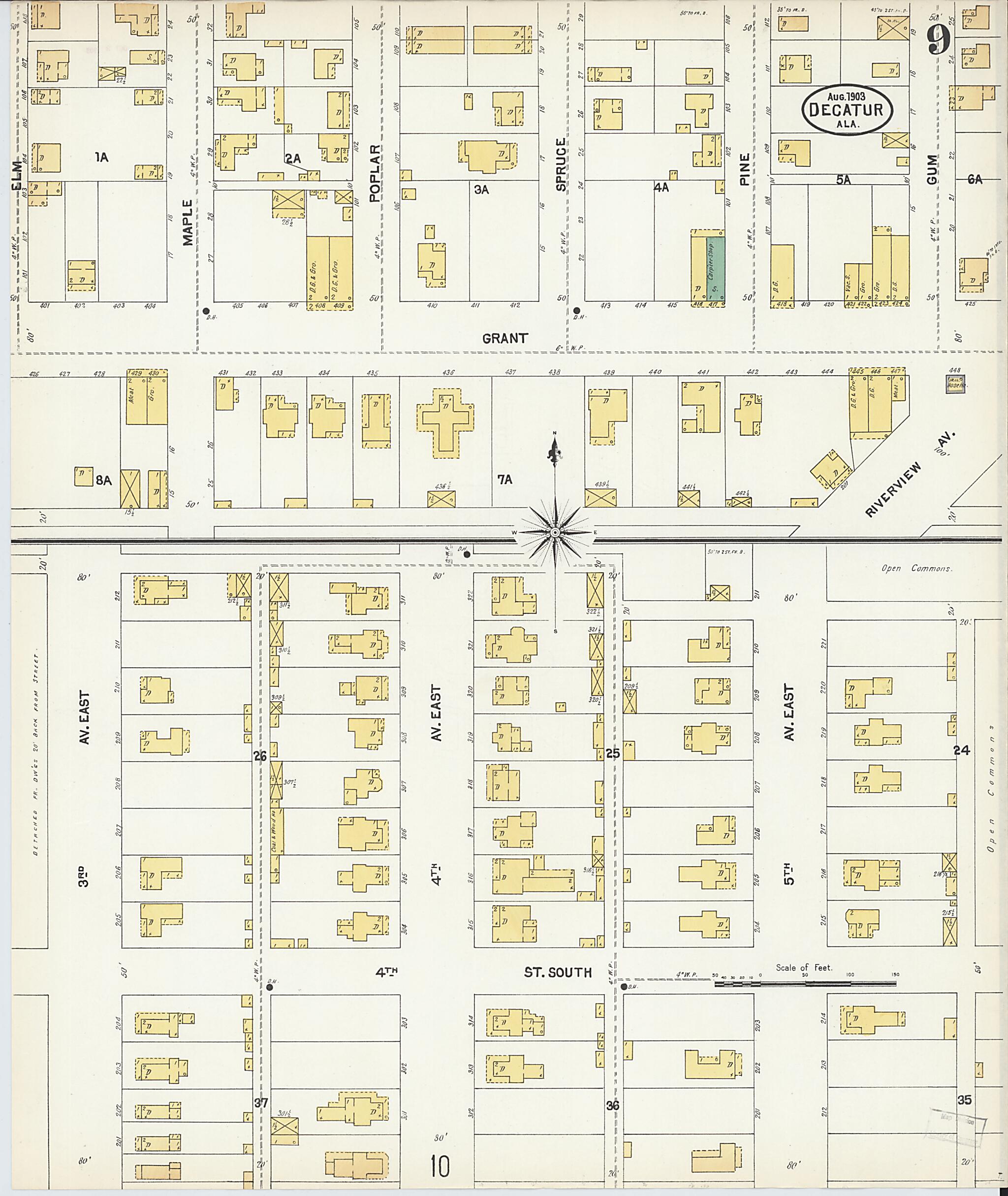 This old map of New Decatur, Morgan County, Alabama was created by Sanborn Map Company in 1903