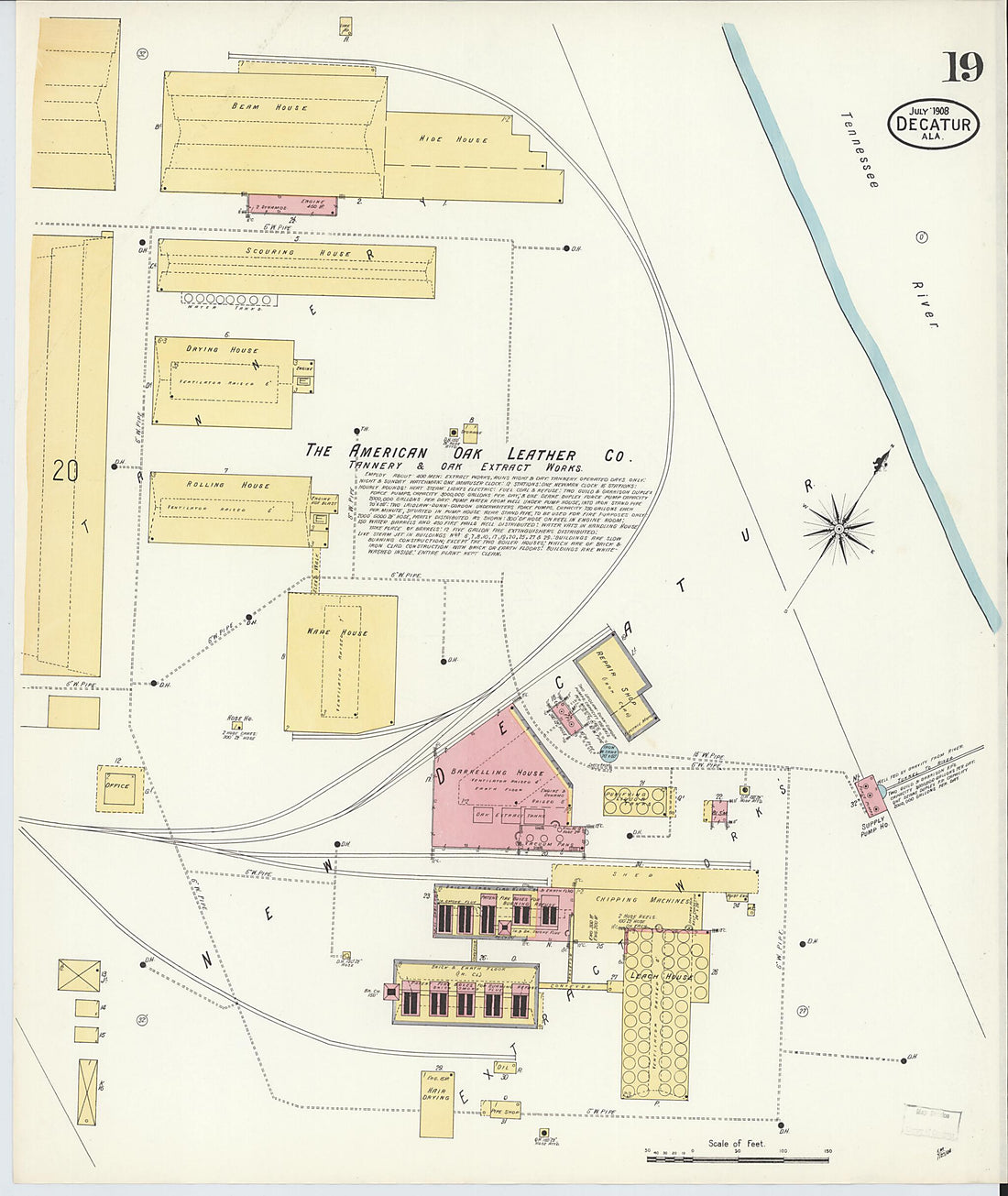 This old map of New Decatur, Morgan County, Alabama was created by Sanborn Map Company in 1908