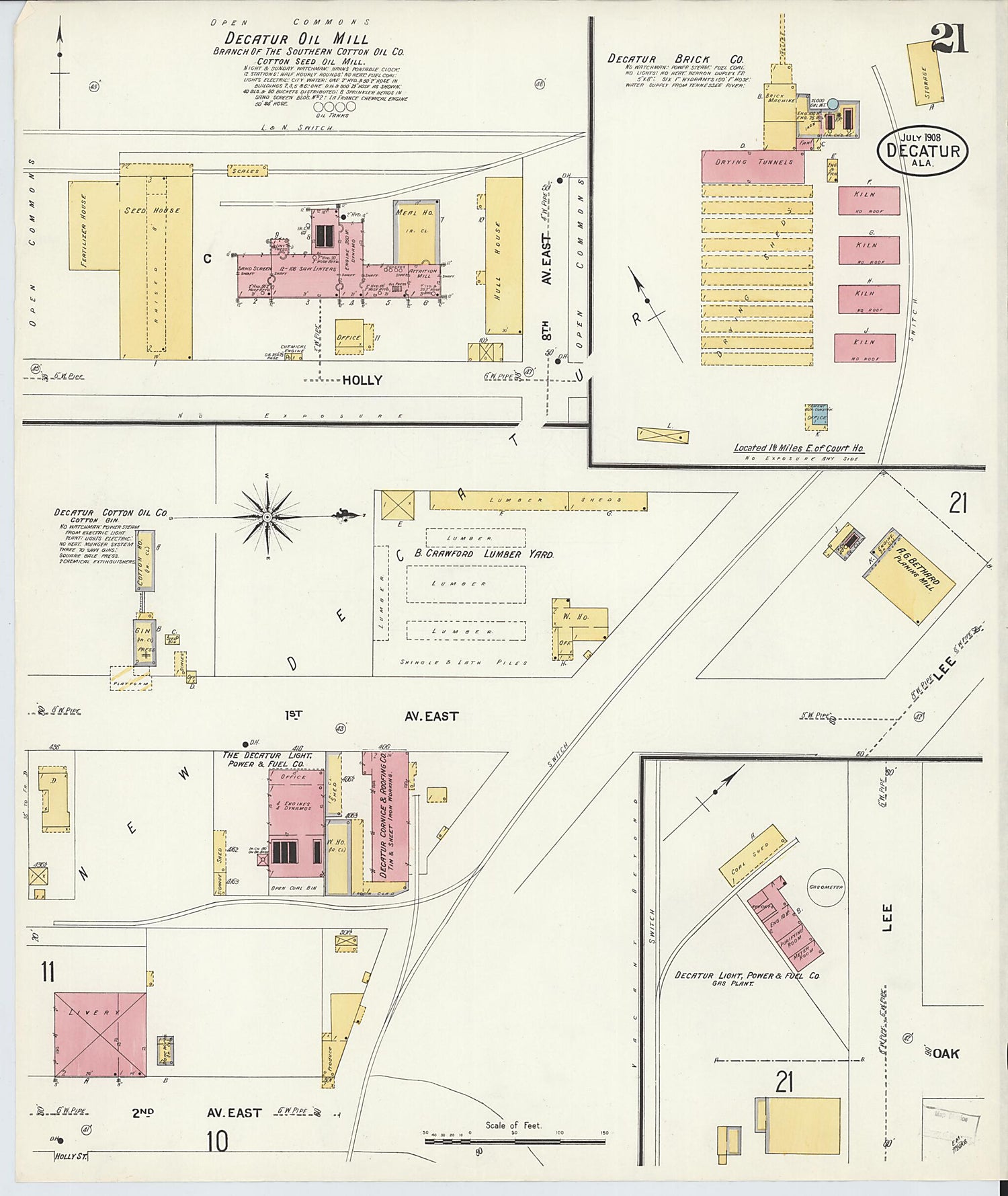 This old map of New Decatur, Morgan County, Alabama was created by Sanborn Map Company in 1908