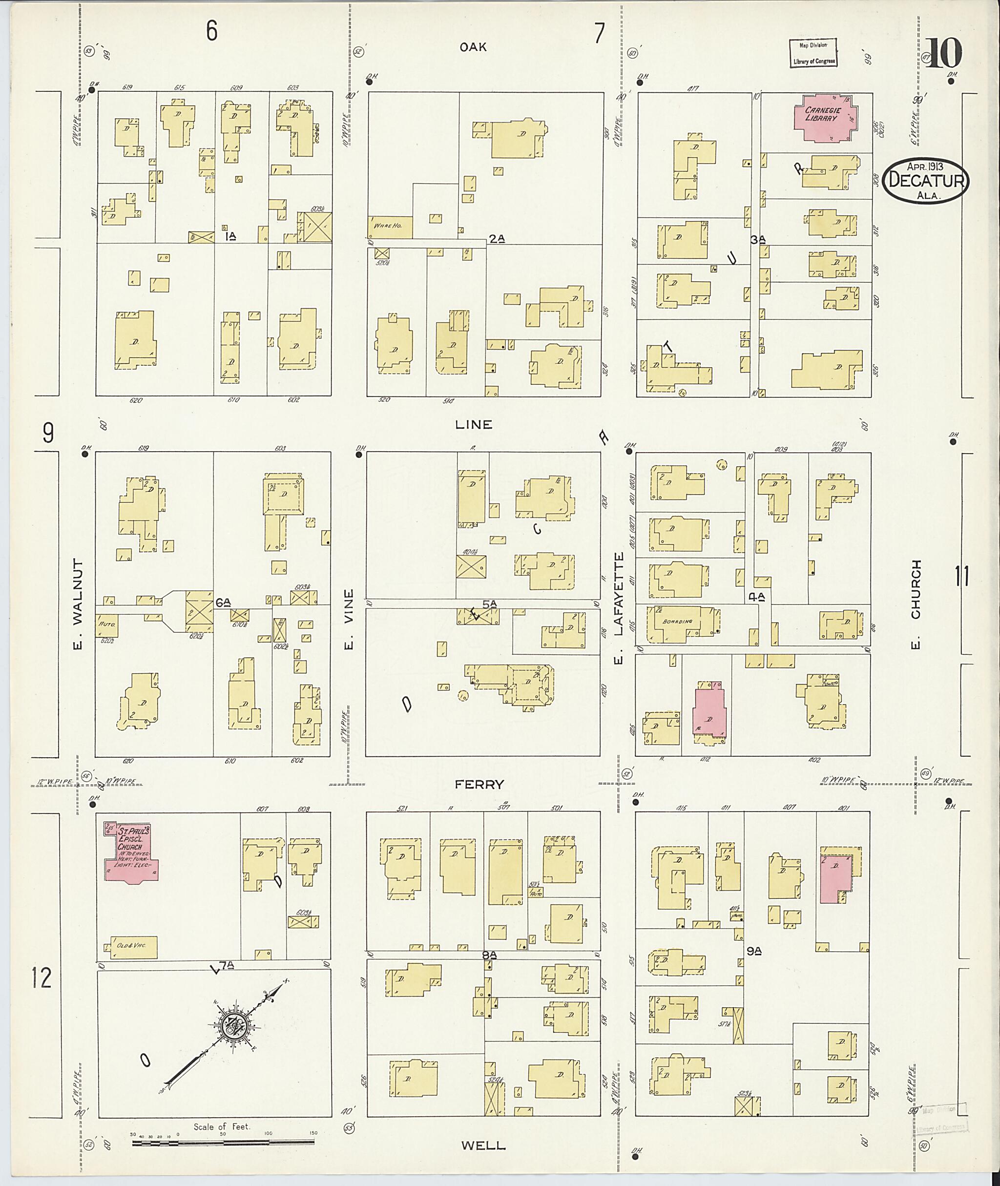 This old map of New Decatur, Morgan County, Alabama was created by Sanborn Map Company in 1913