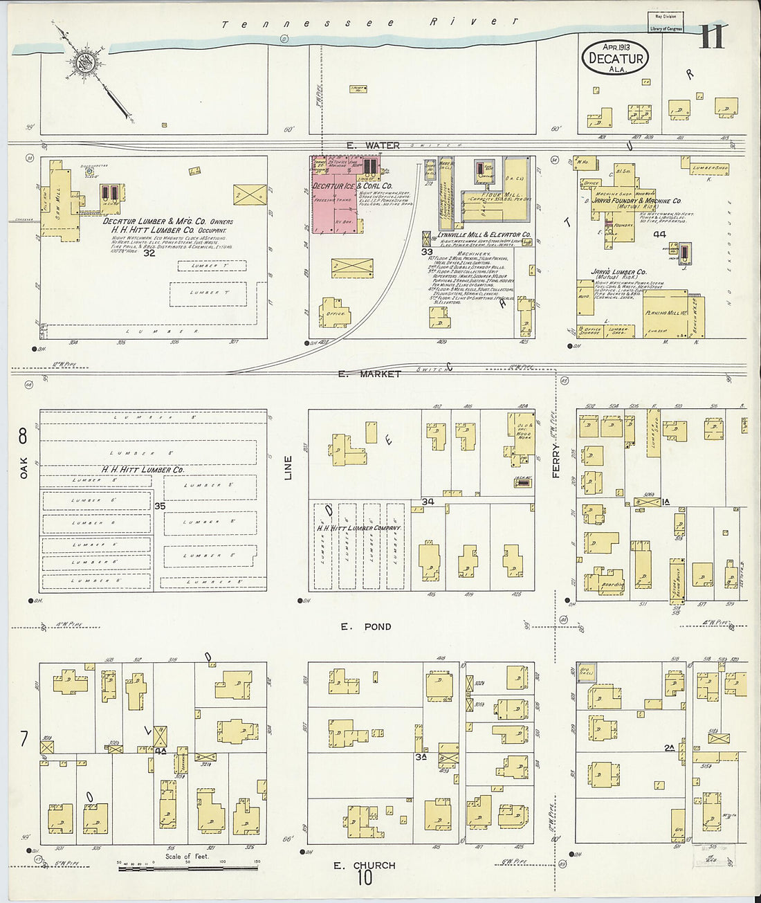 This old map of New Decatur, Morgan County, Alabama was created by Sanborn Map Company in 1913