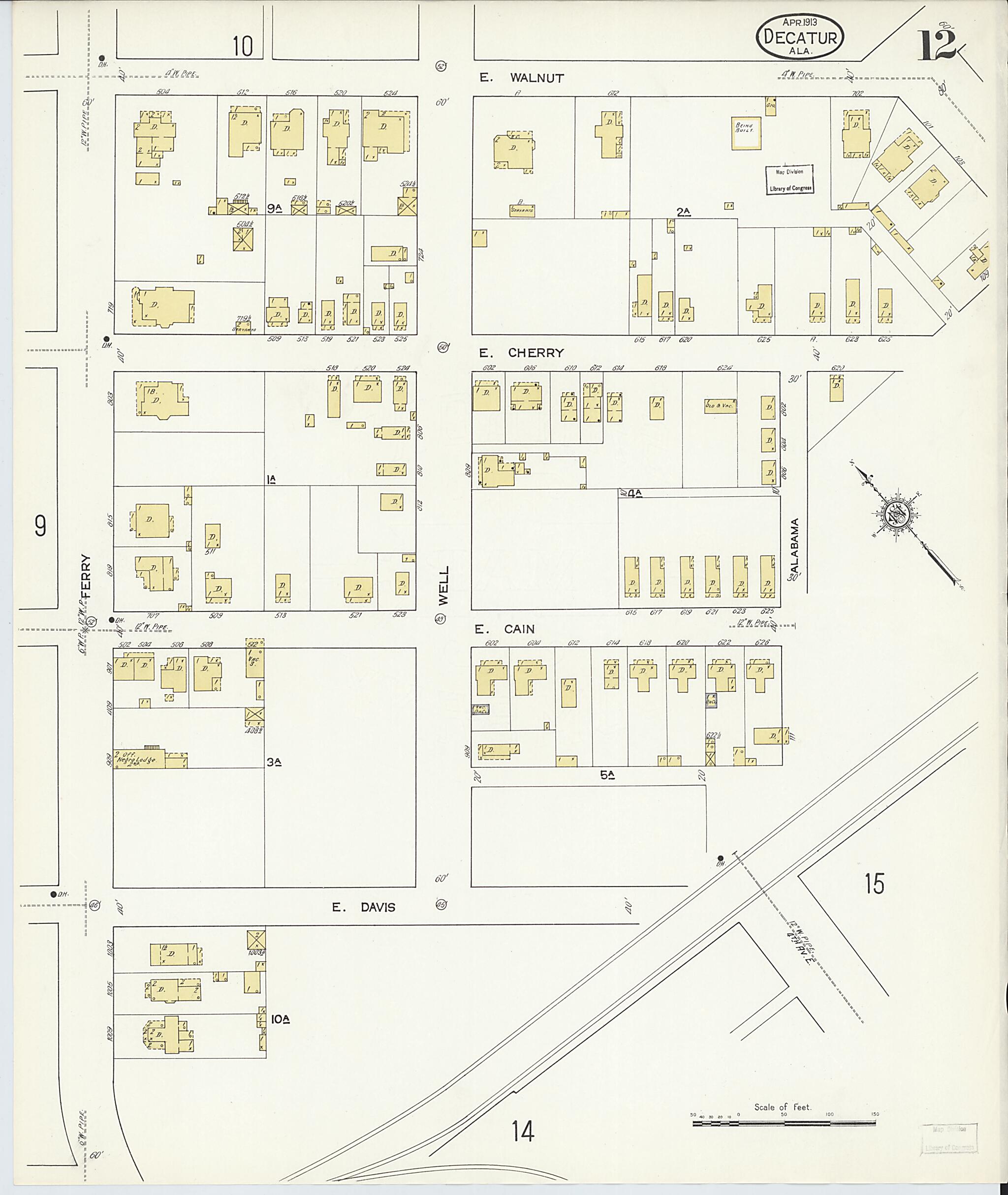 This old map of New Decatur, Morgan County, Alabama was created by Sanborn Map Company in 1913