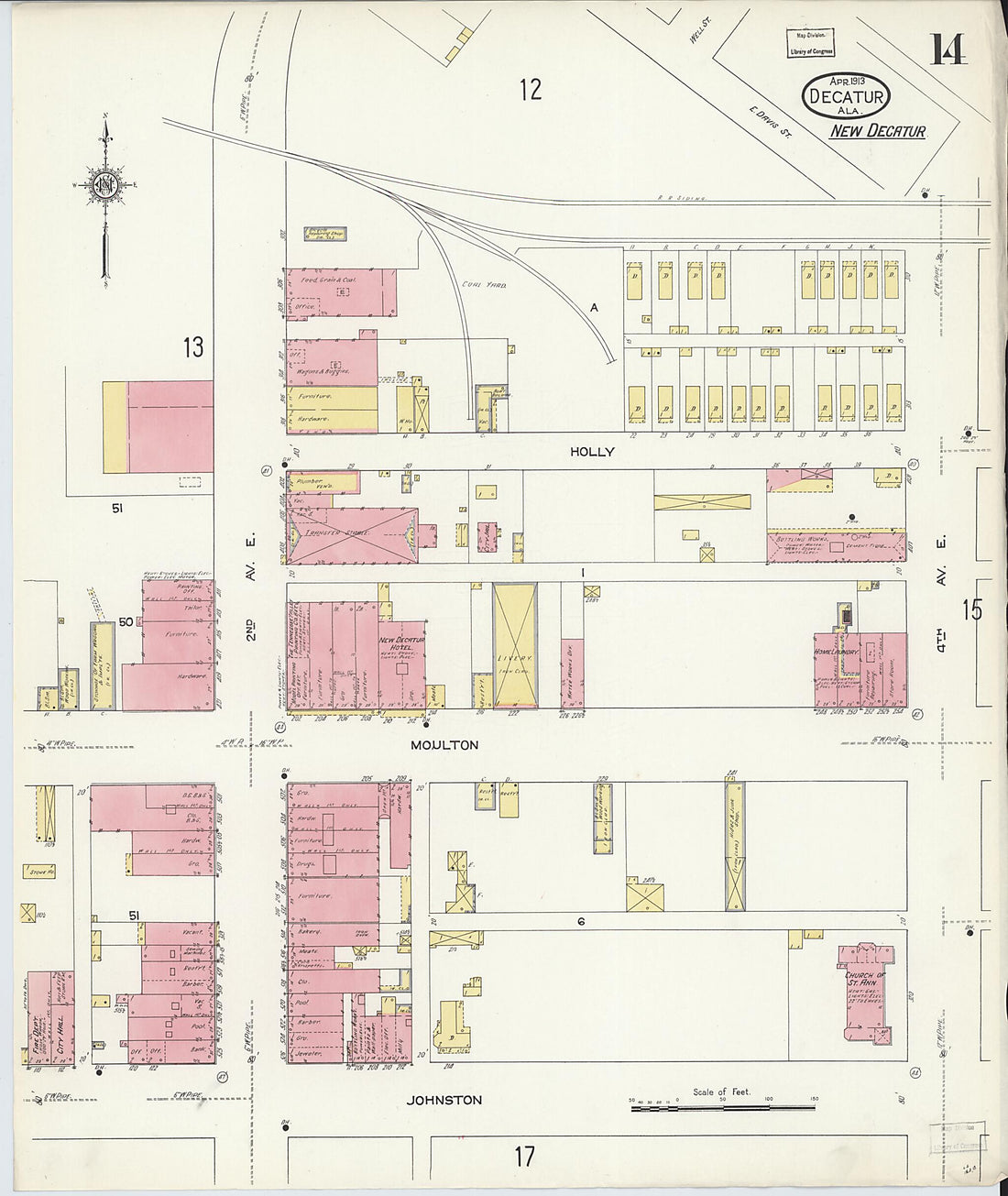 This old map of New Decatur, Morgan County, Alabama was created by Sanborn Map Company in 1913