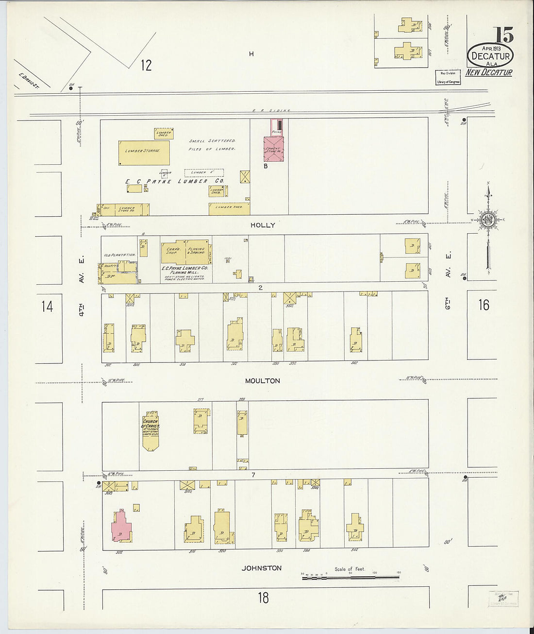 This old map of New Decatur, Morgan County, Alabama was created by Sanborn Map Company in 1913