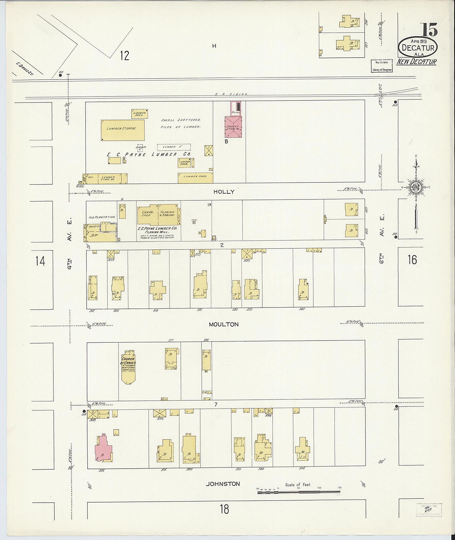 This old map of New Decatur, Morgan County, Alabama was created by Sanborn Map Company in 1913