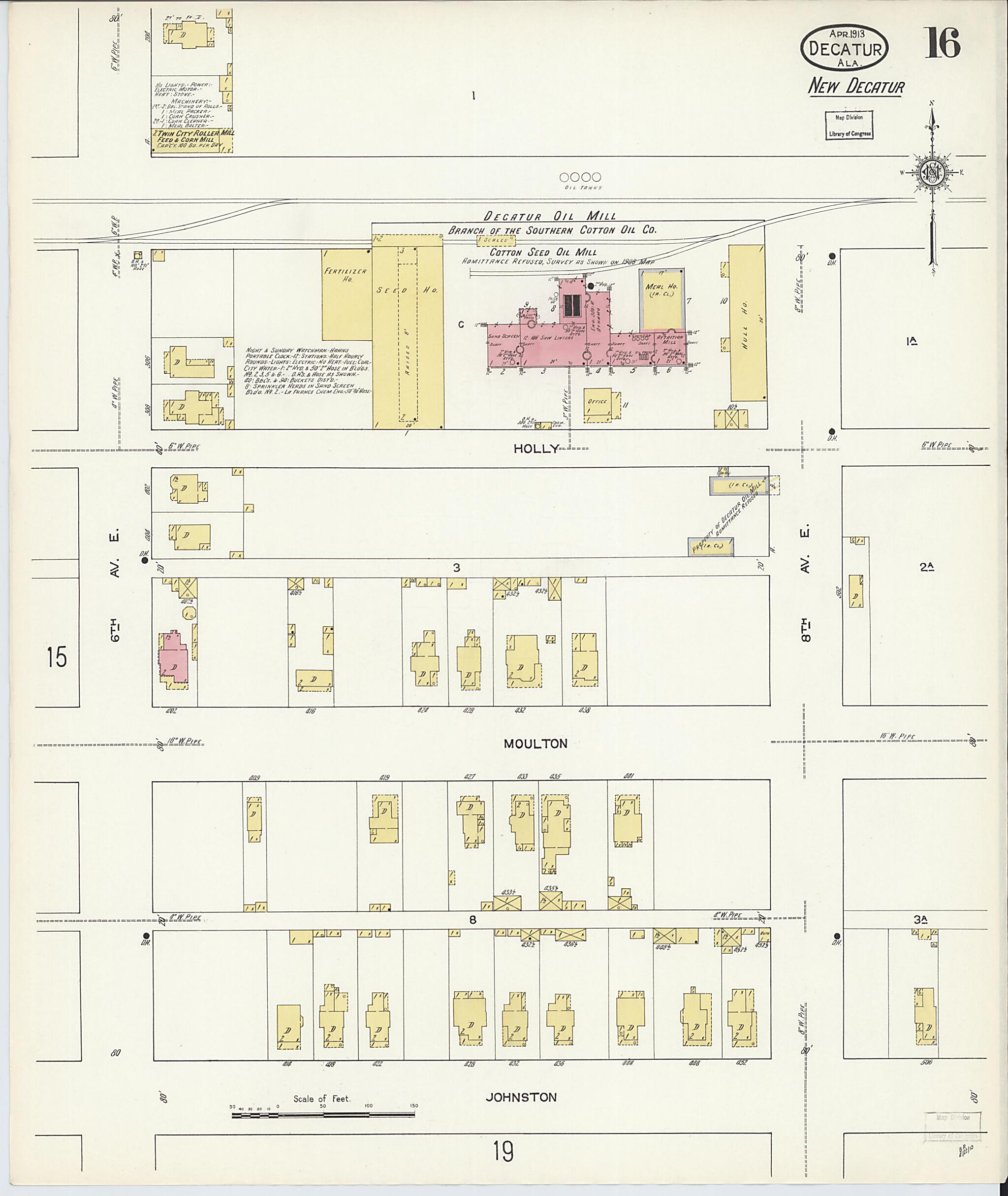 This old map of New Decatur, Morgan County, Alabama was created by Sanborn Map Company in 1913