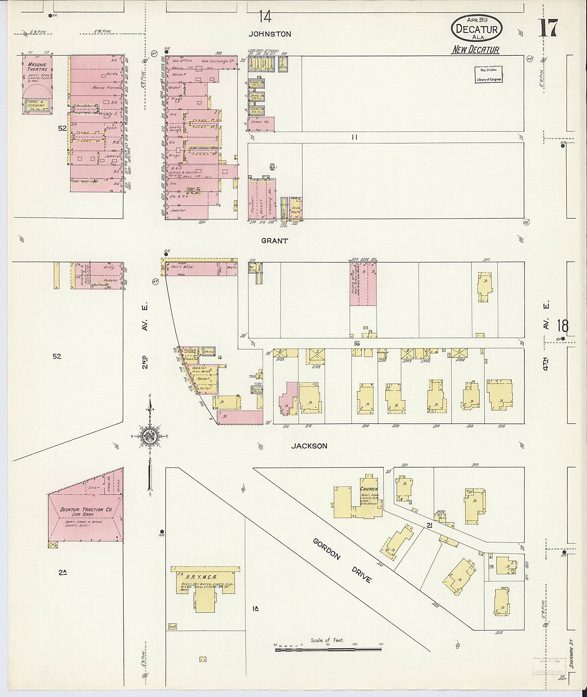 This old map of New Decatur, Morgan County, Alabama was created by Sanborn Map Company in 1913