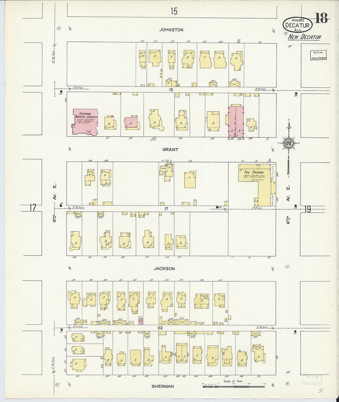 This old map of New Decatur, Morgan County, Alabama was created by Sanborn Map Company in 1913