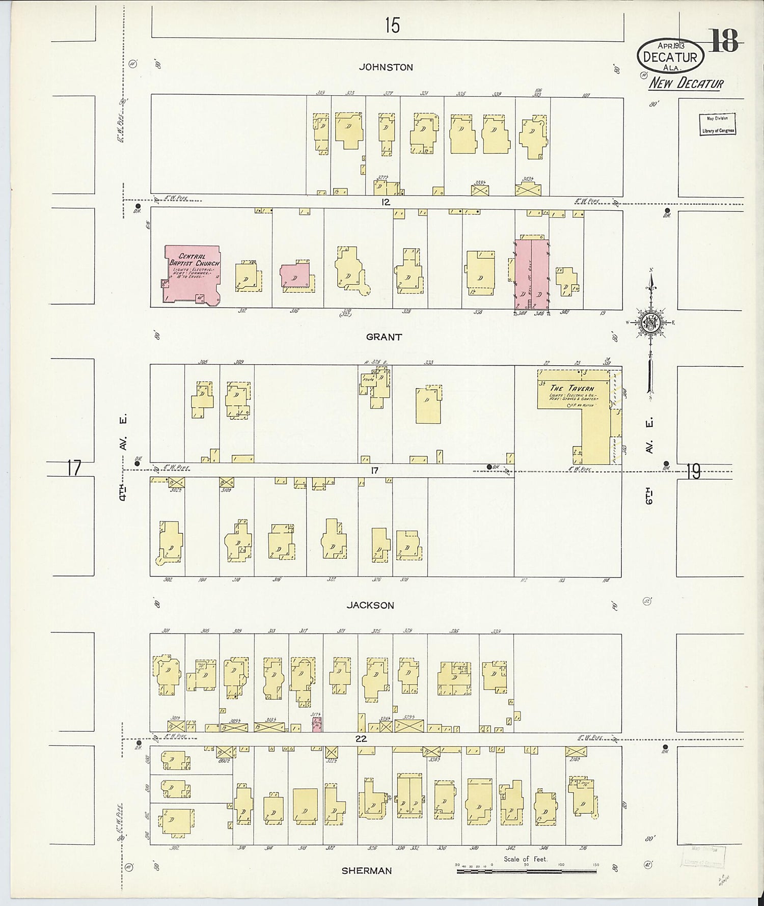 This old map of New Decatur, Morgan County, Alabama was created by Sanborn Map Company in 1913