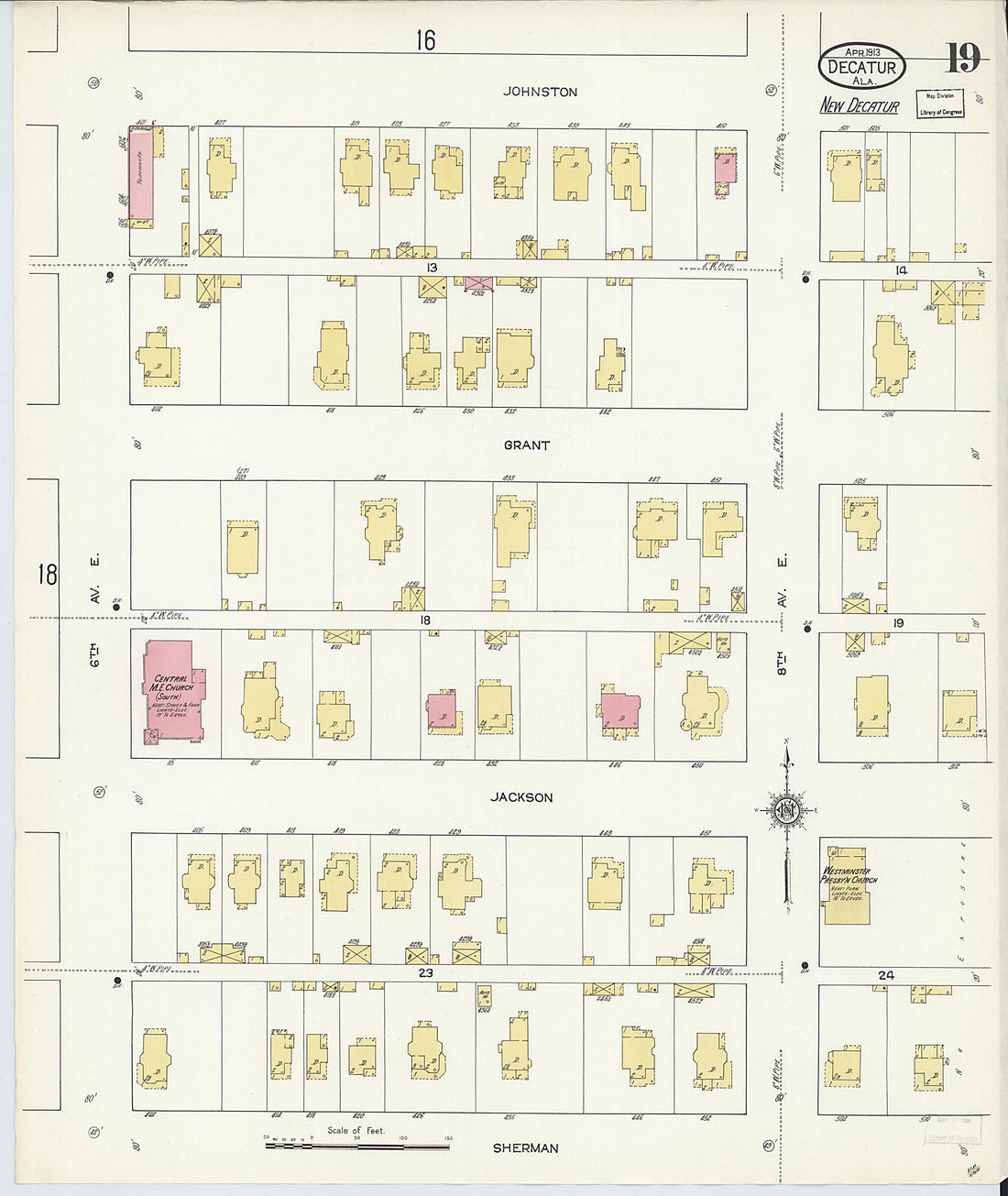 This old map of New Decatur, Morgan County, Alabama was created by Sanborn Map Company in 1913