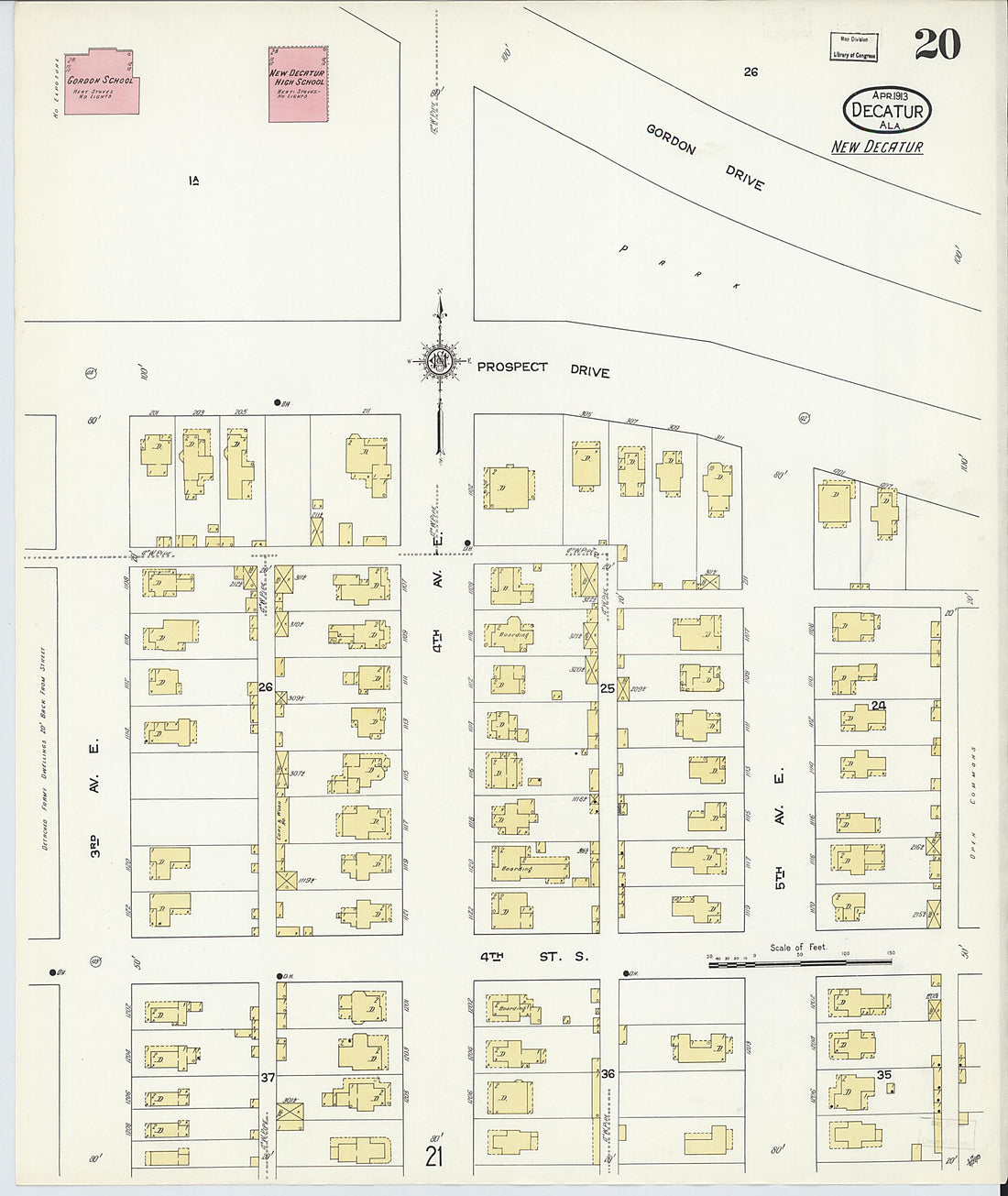 This old map of New Decatur, Morgan County, Alabama was created by Sanborn Map Company in 1913