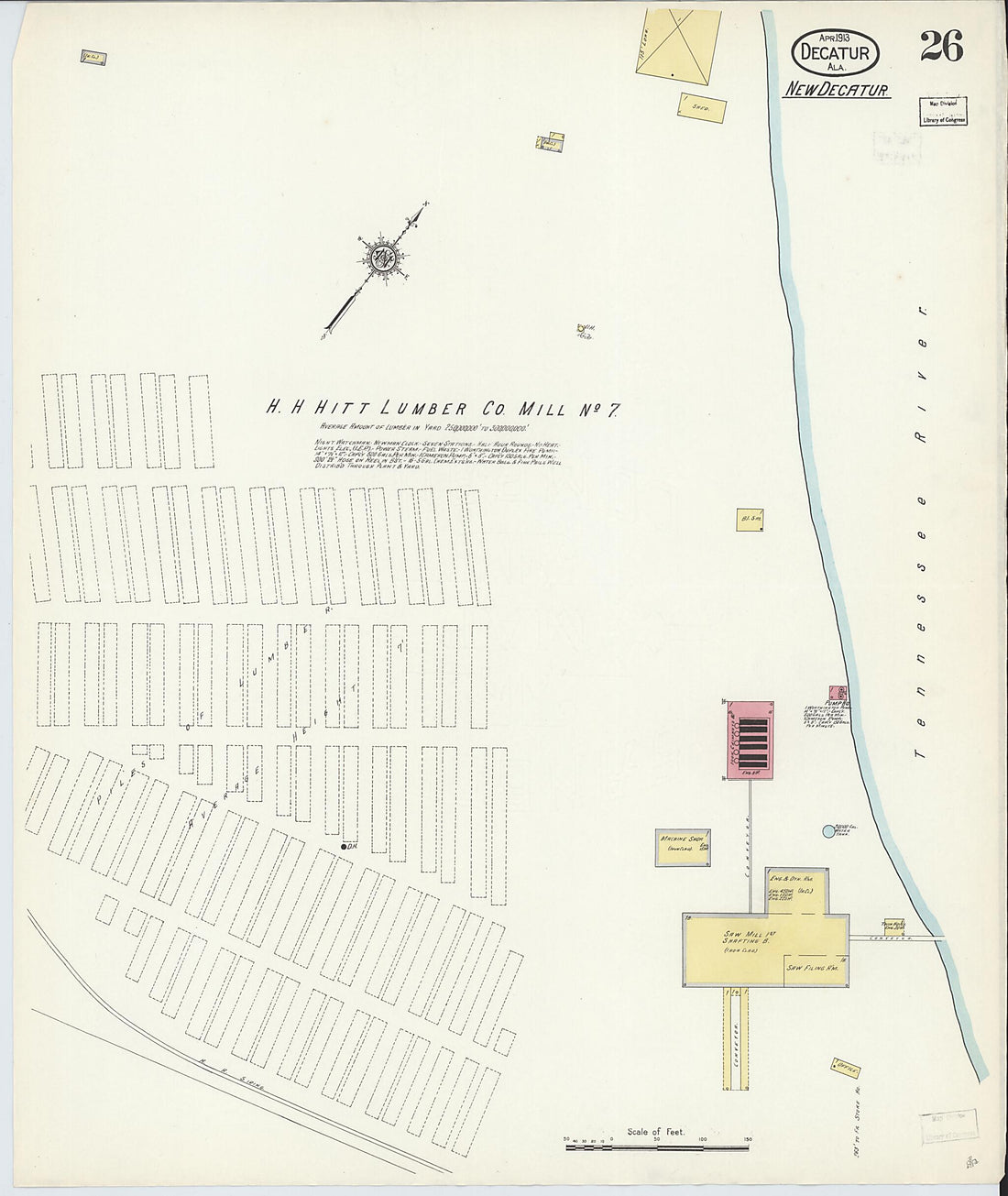 This old map of New Decatur, Morgan County, Alabama was created by Sanborn Map Company in 1913