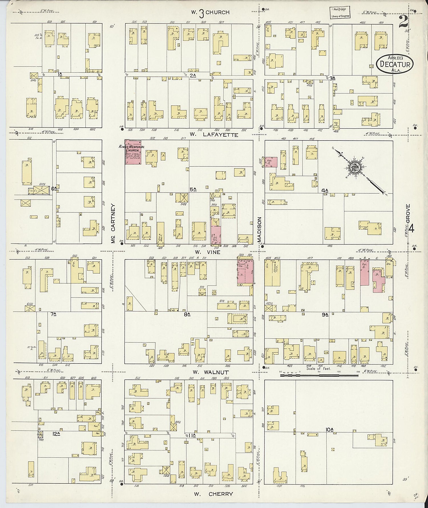 This old map of New Decatur, Morgan County, Alabama was created by Sanborn Map Company in 1913