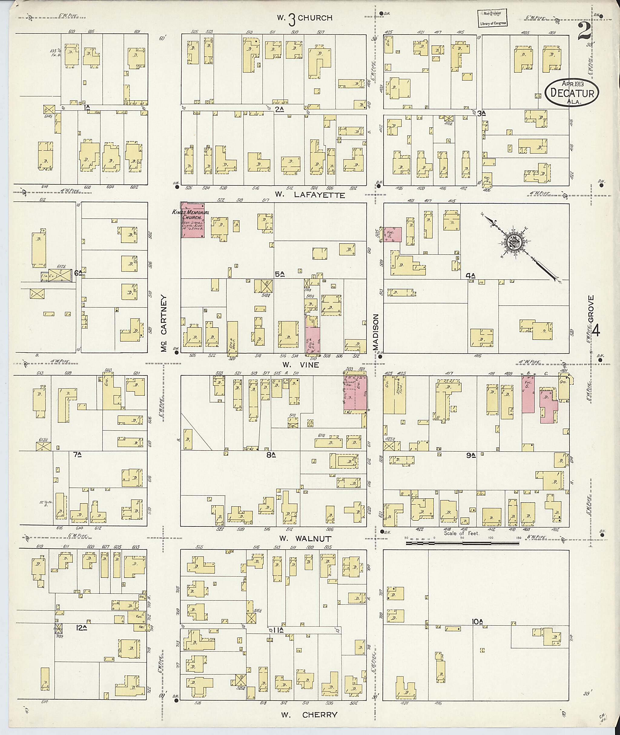 This old map of New Decatur, Morgan County, Alabama was created by Sanborn Map Company in 1913