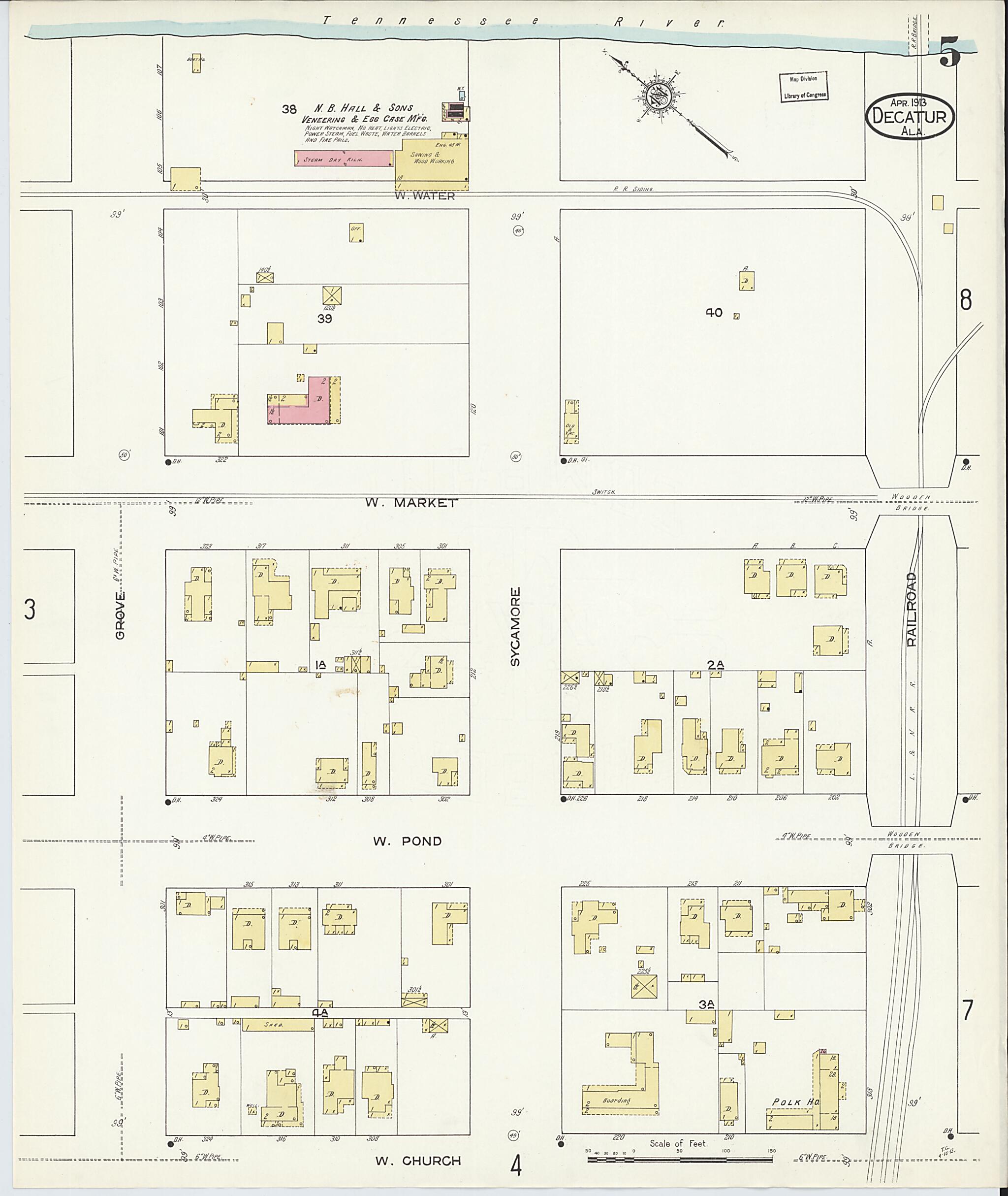 This old map of New Decatur, Morgan County, Alabama was created by Sanborn Map Company in 1913