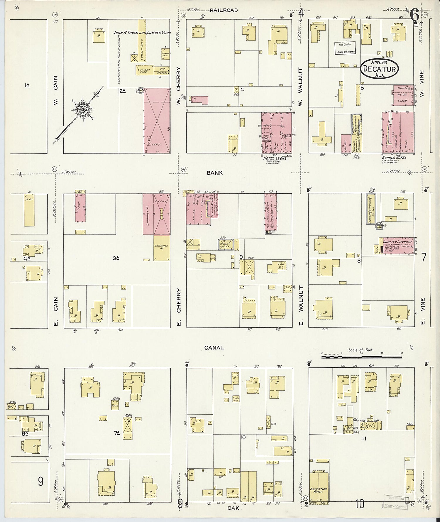 This old map of New Decatur, Morgan County, Alabama was created by Sanborn Map Company in 1913