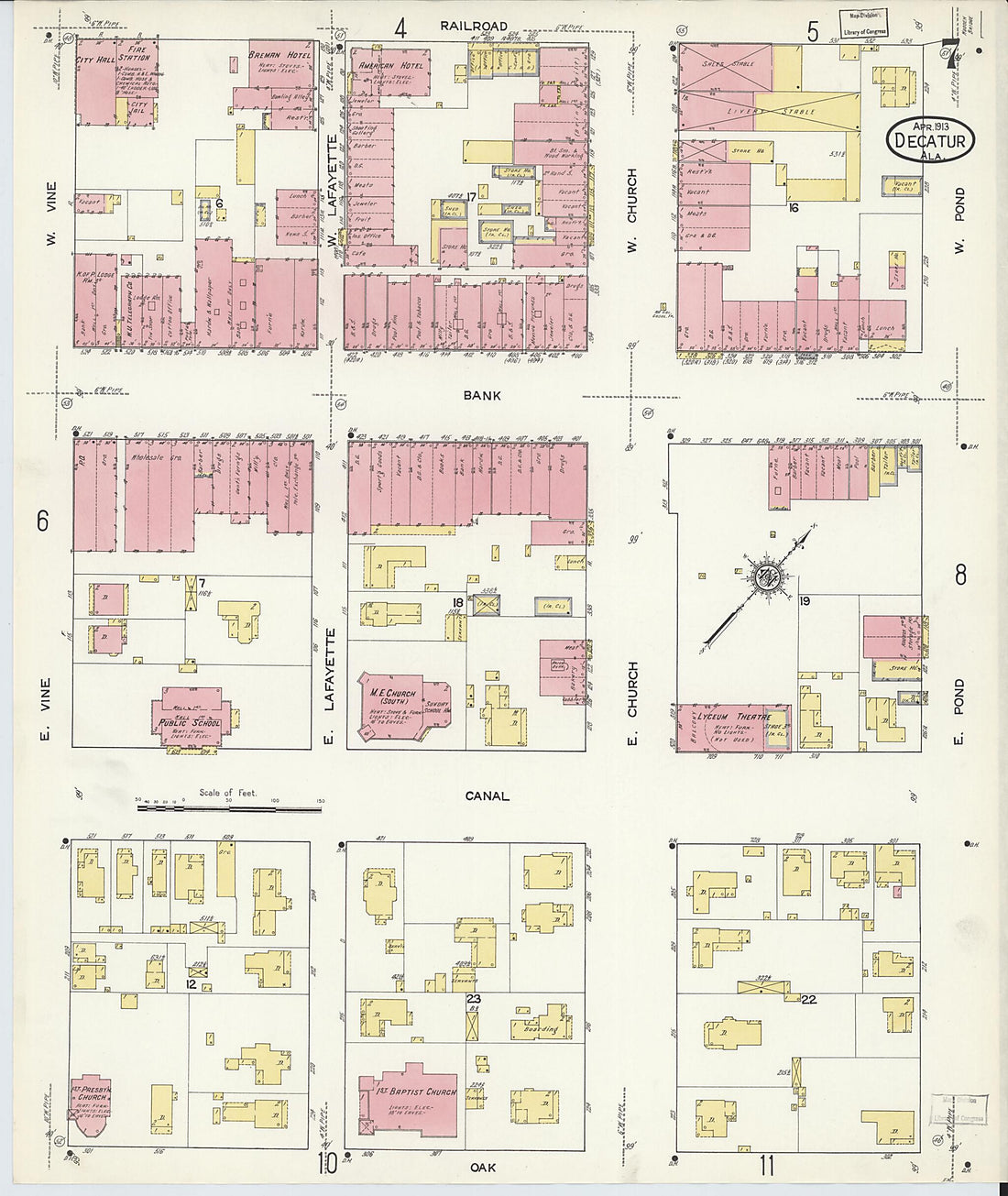 This old map of New Decatur, Morgan County, Alabama was created by Sanborn Map Company in 1913