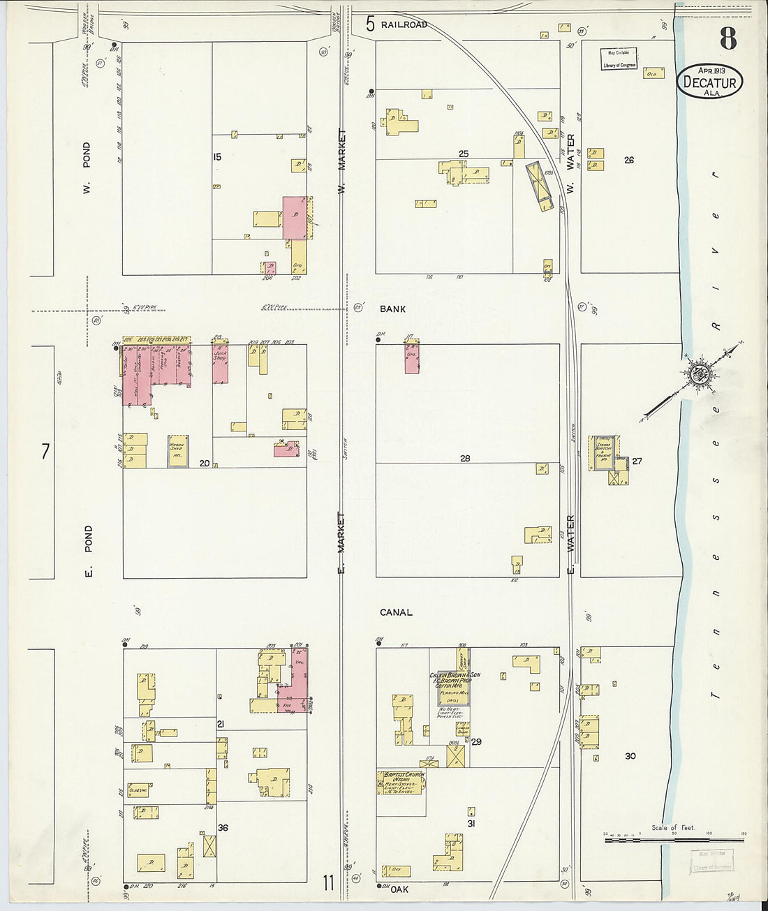 This old map of New Decatur, Morgan County, Alabama was created by Sanborn Map Company in 1913