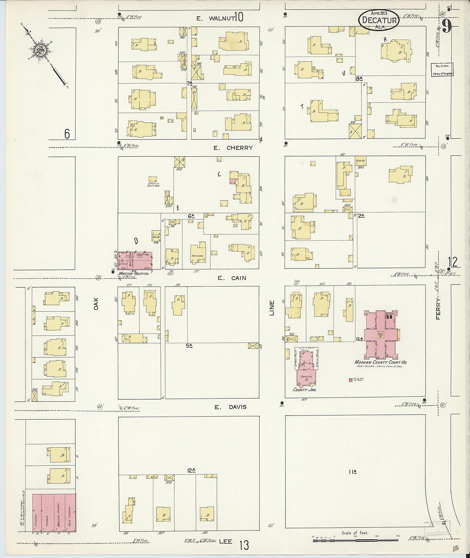 This old map of New Decatur, Morgan County, Alabama was created by Sanborn Map Company in 1913