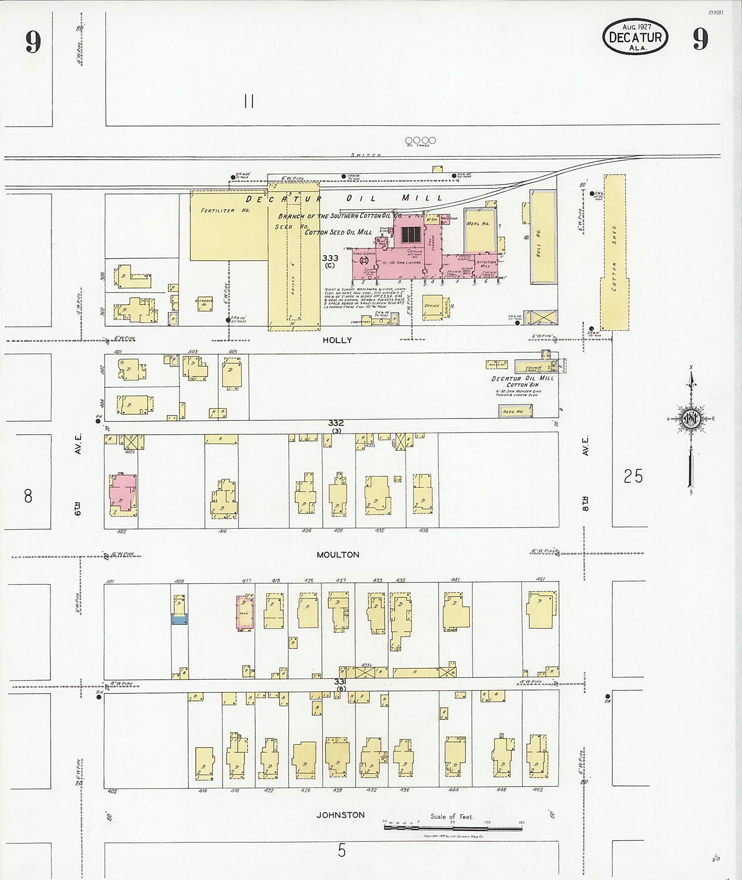 This old map of Decatur, Morgan County, Alabama was created by Sanborn Map Company in 1927