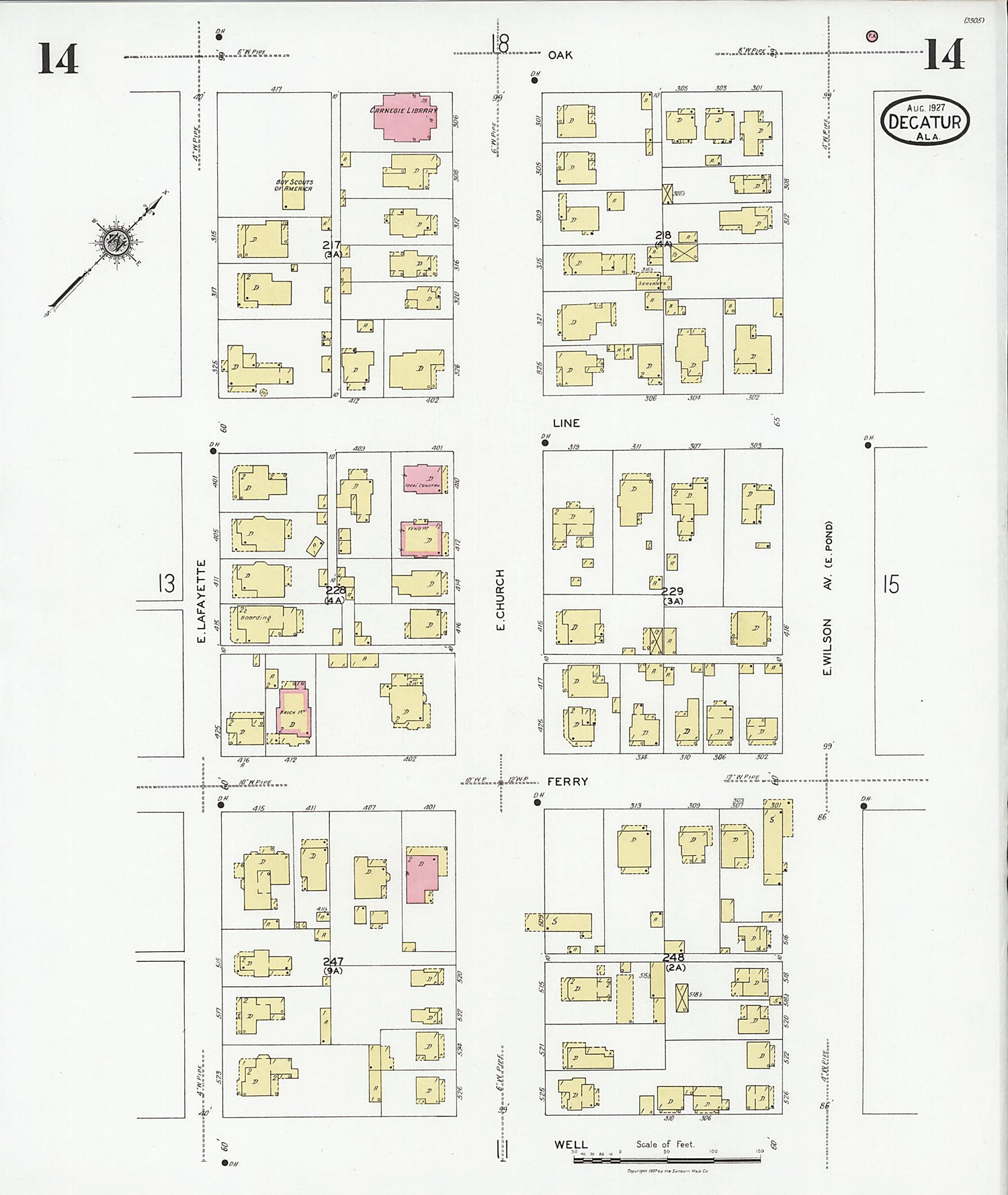 This old map of Decatur, Morgan County, Alabama was created by Sanborn Map Company in 1927